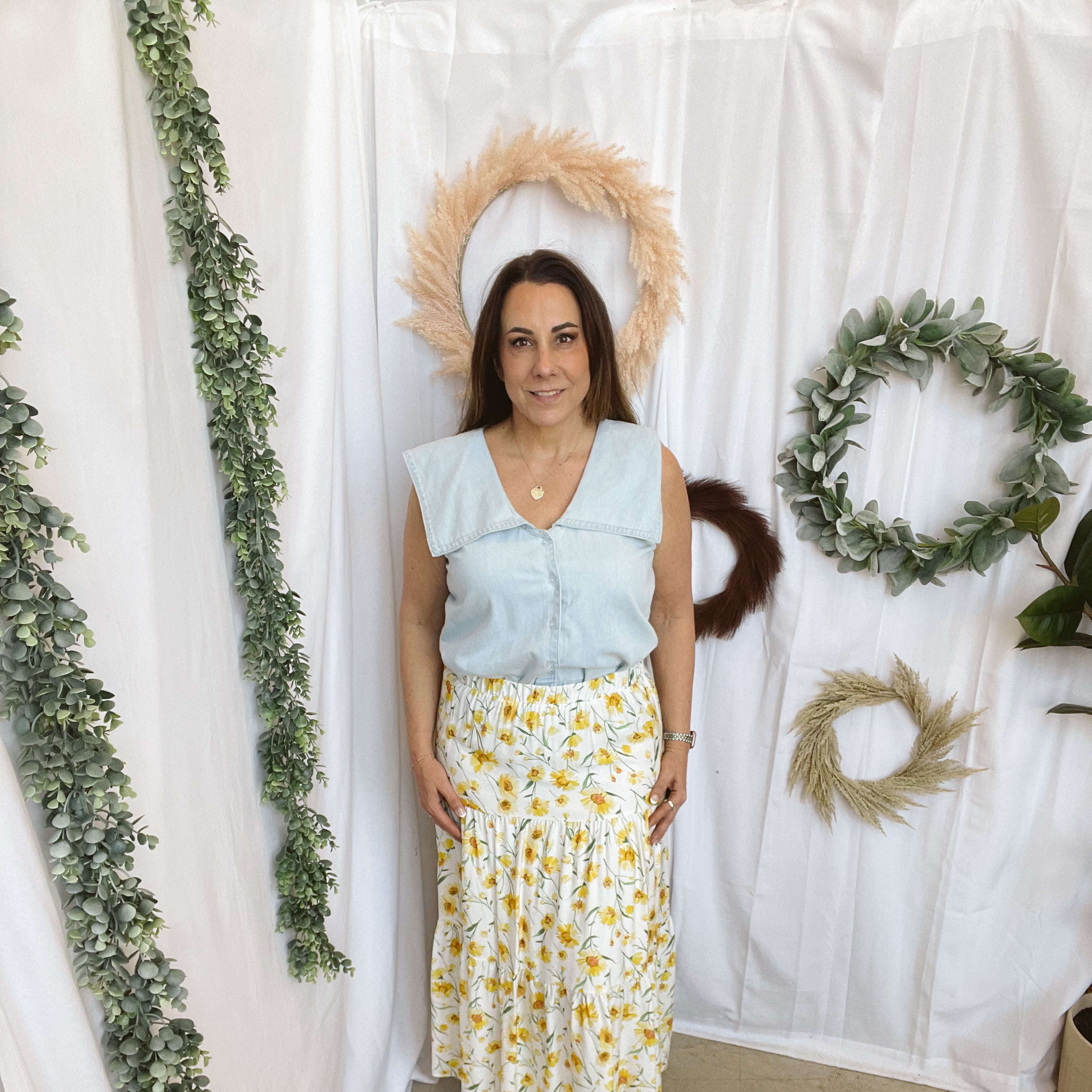 Sunflower Bloom Tiered Skirt-Skirts-les amis-The Silo Boutique, Women's Fashion Boutique Located in Warren and Grand Forks North Dakota