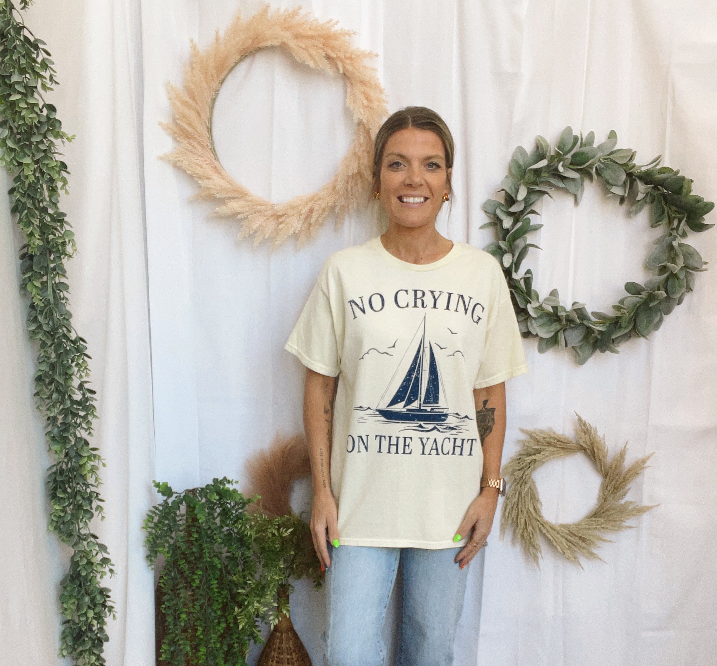 No Crying on the Yacht Club-Graphic Tees-sweet claire-The Silo Boutique, Women's Fashion Boutique Located in Warren and Grand Forks North Dakota
