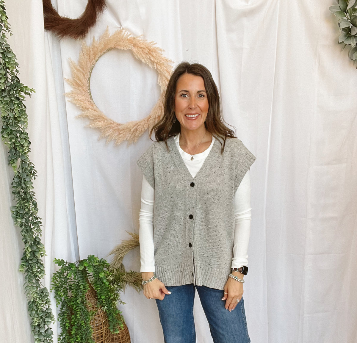 Whitley Button Up Sweater Vest-Gray-Vests-hyfve-The Silo Boutique, Women's Fashion Boutique Located in Warren and Grand Forks North Dakota