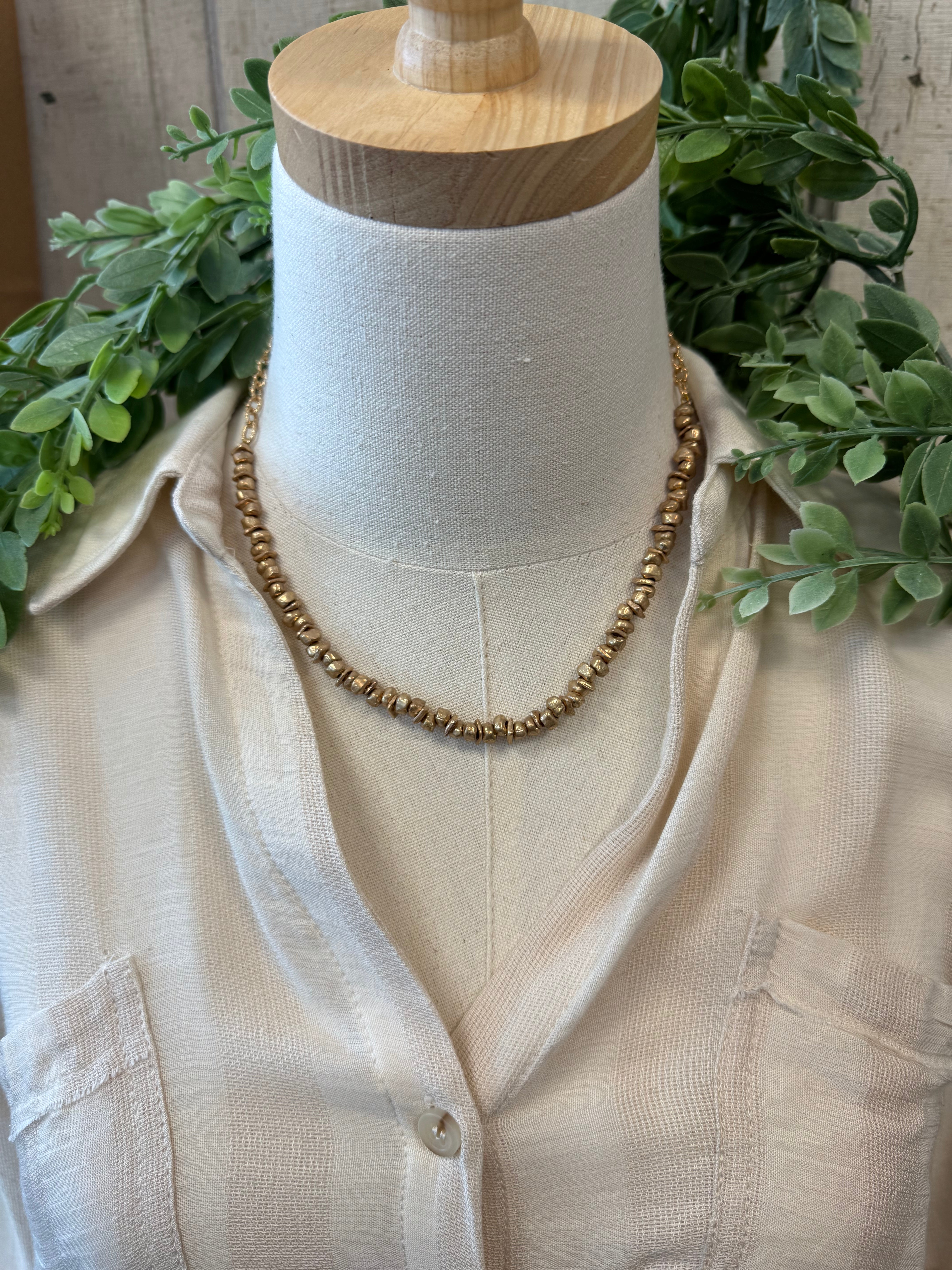 Joy Susan Gold Chiseled Necklace-Necklaces-joy susan-The Silo Boutique, Women's Fashion Boutique Located in Warren and Grand Forks North Dakota