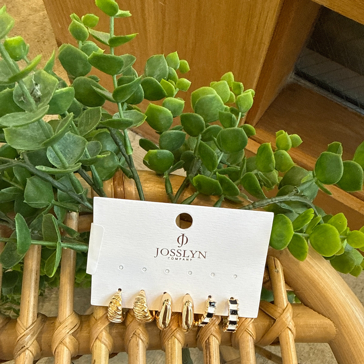 Joss Checker Trio Earrings-Earrings-joss-The Silo Boutique, Women's Fashion Boutique Located in Warren and Grand Forks North Dakota