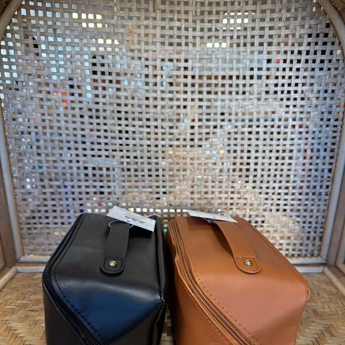 Faux Leather Open Flat Cosmetic Bags-Cosmetic Bags-joss-The Silo Boutique, Women's Fashion Boutique Located in Warren and Grand Forks North Dakota