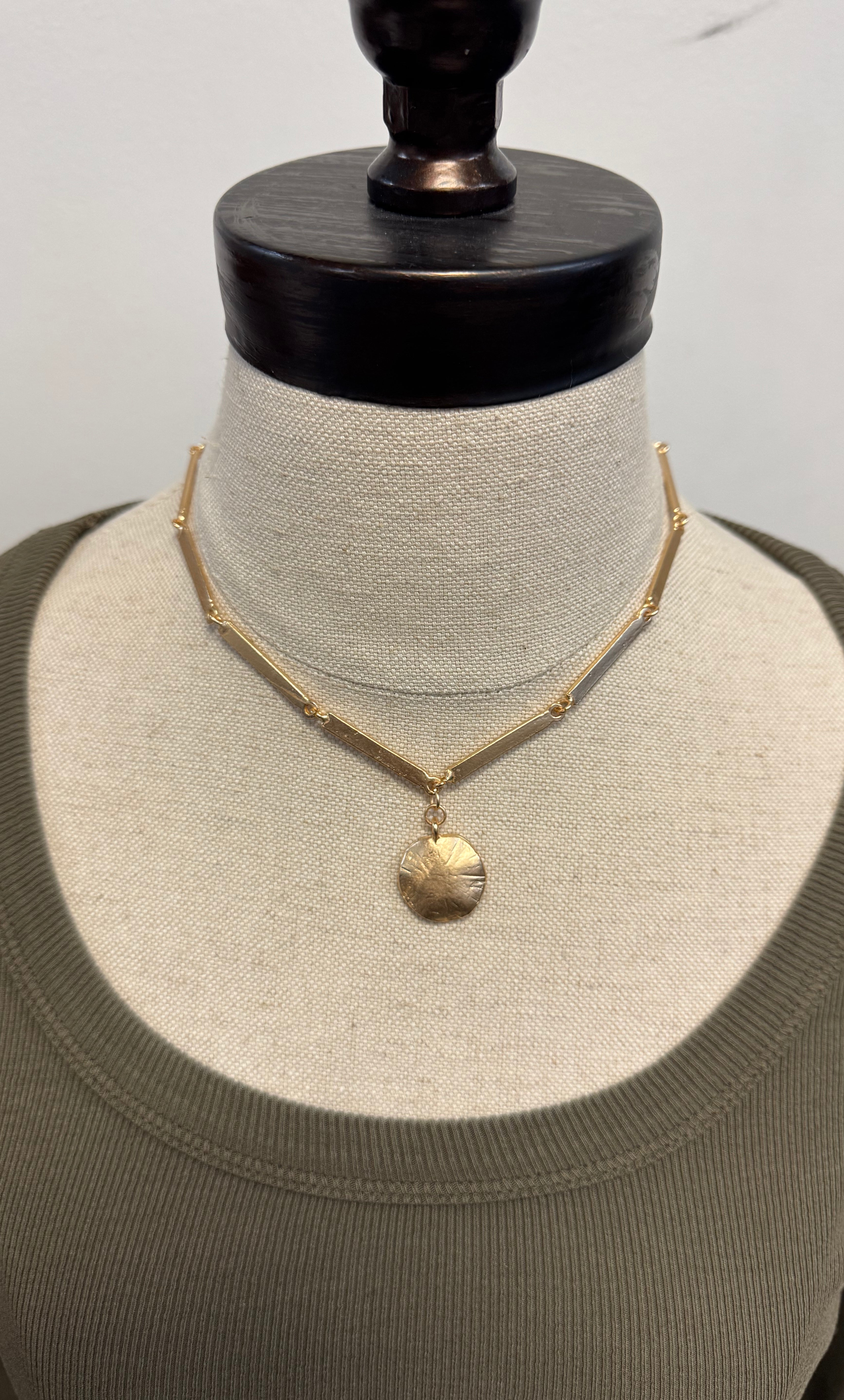 Joy Hammered Gold Necklace-Necklaces-joy susan-The Silo Boutique, Women's Fashion Boutique Located in Warren and Grand Forks North Dakota
