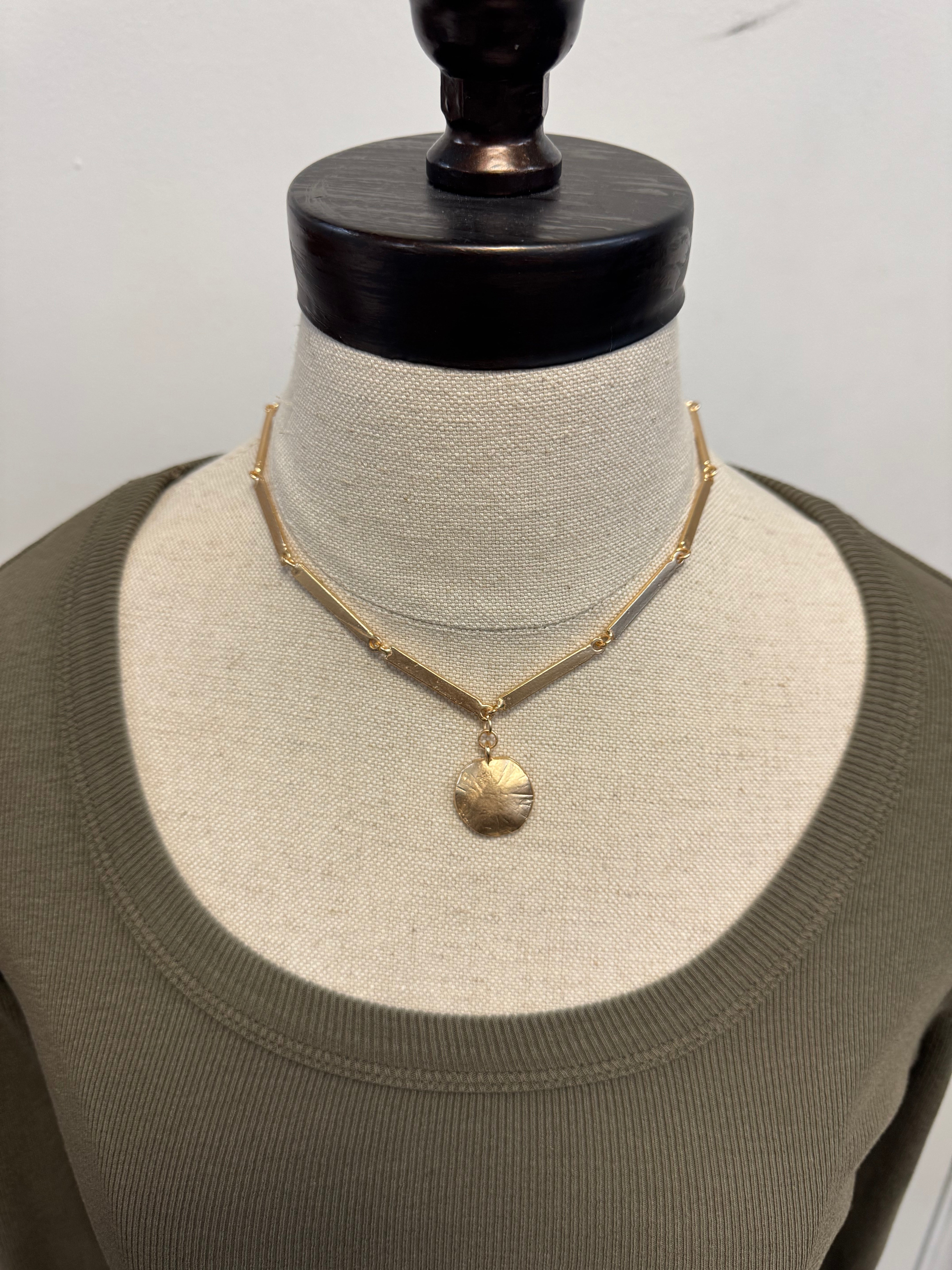 Joy Hammered Gold Necklace-Necklaces-joy susan-The Silo Boutique, Women's Fashion Boutique Located in Warren and Grand Forks North Dakota