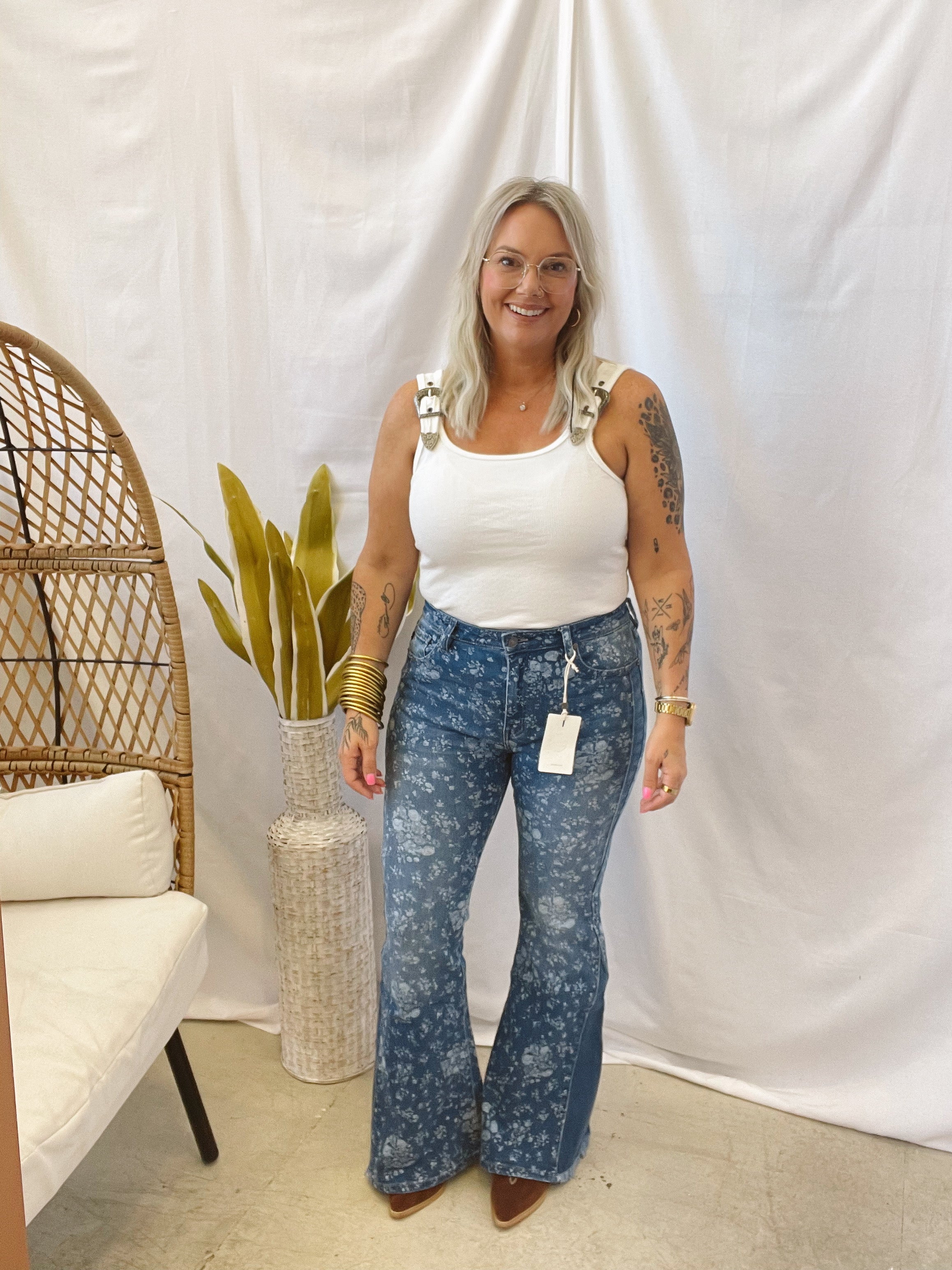 Ribbed Buckle Tank Top Bodysuit-White-Final Sale-Tank Tops-blue B-The Silo Boutique, Women's Fashion Boutique Located in Warren and Grand Forks North Dakota