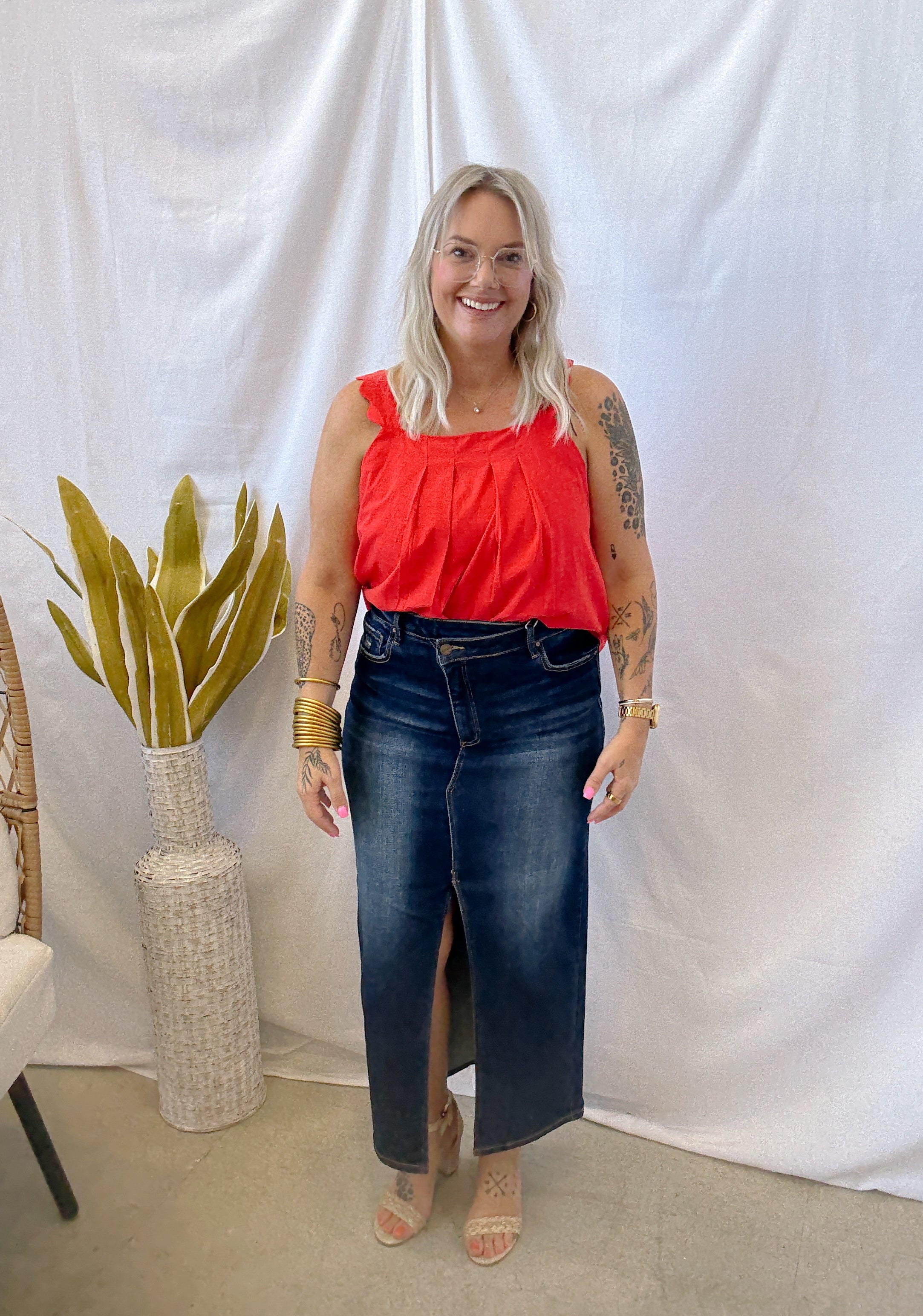 Risen Dark Wash Skirt-Final Sale-Skirts-risen-The Silo Boutique, Women's Fashion Boutique Located in Warren and Grand Forks North Dakota