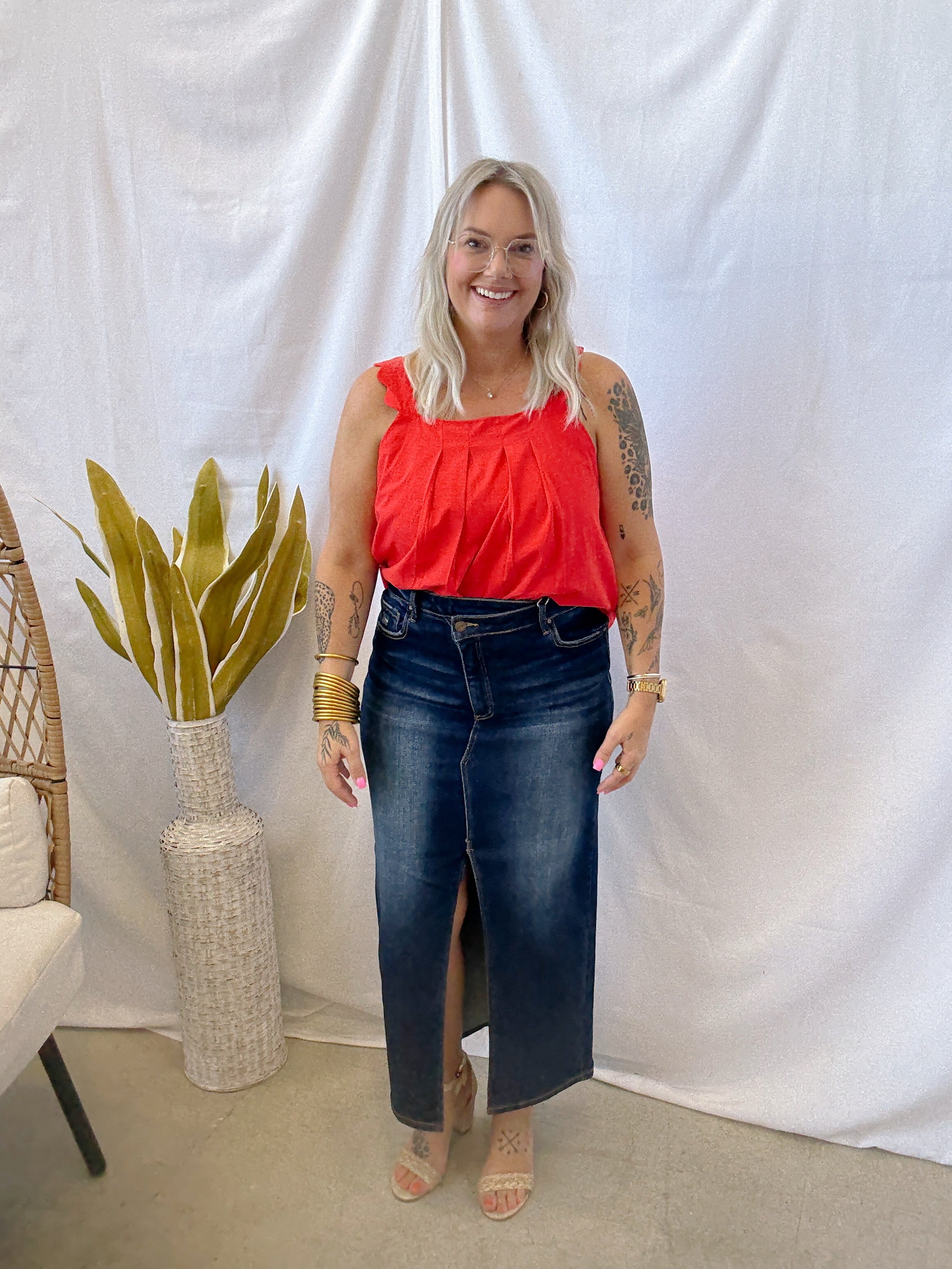 Risen Dark Wash Skirt-Final Sale-Skirts-risen-The Silo Boutique, Women's Fashion Boutique Located in Warren and Grand Forks North Dakota