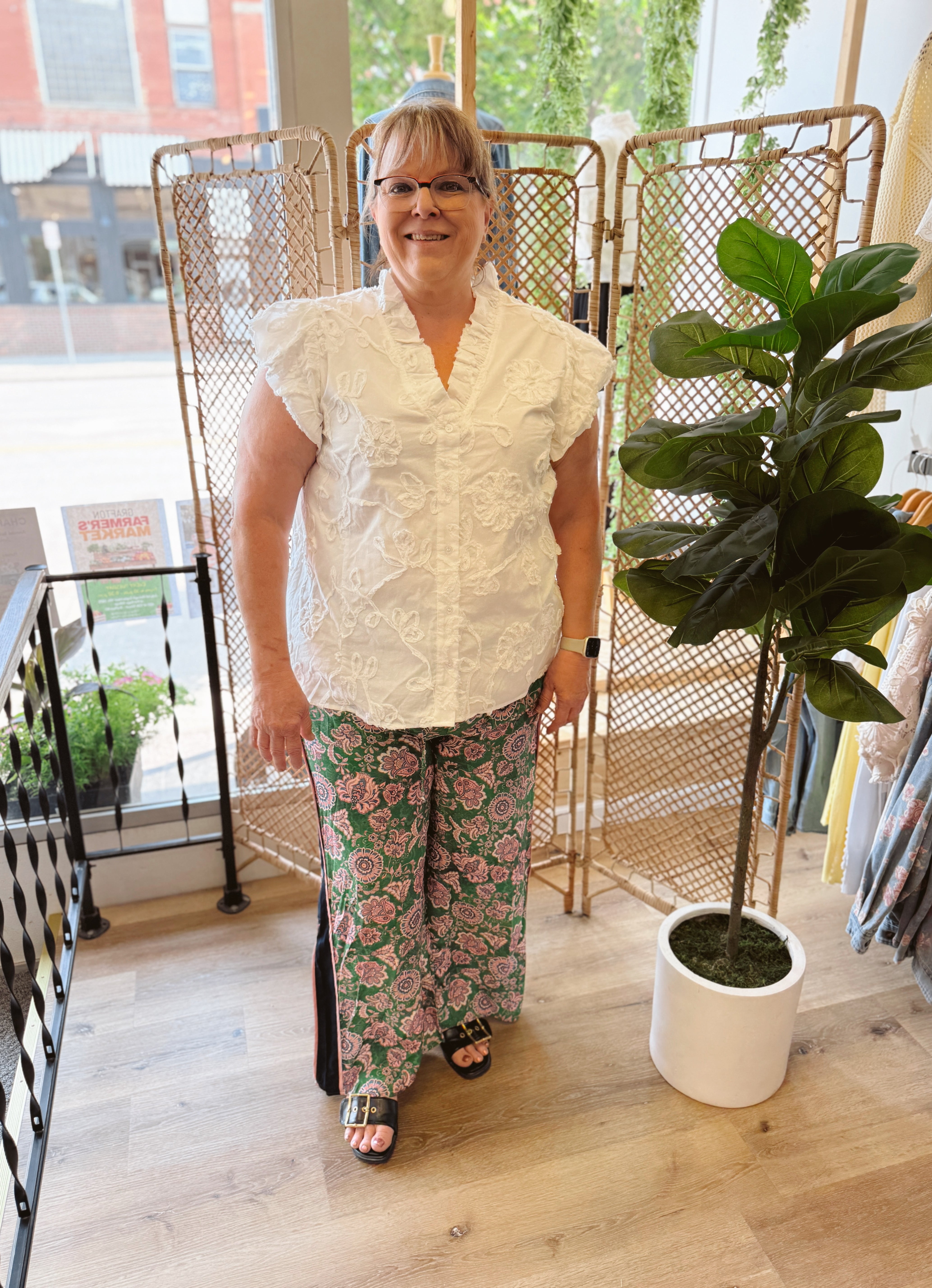 Green with Floral Pants-Final Sale-Pants-entro-The Silo Boutique, Women's Fashion Boutique Located in Warren and Grand Forks North Dakota
