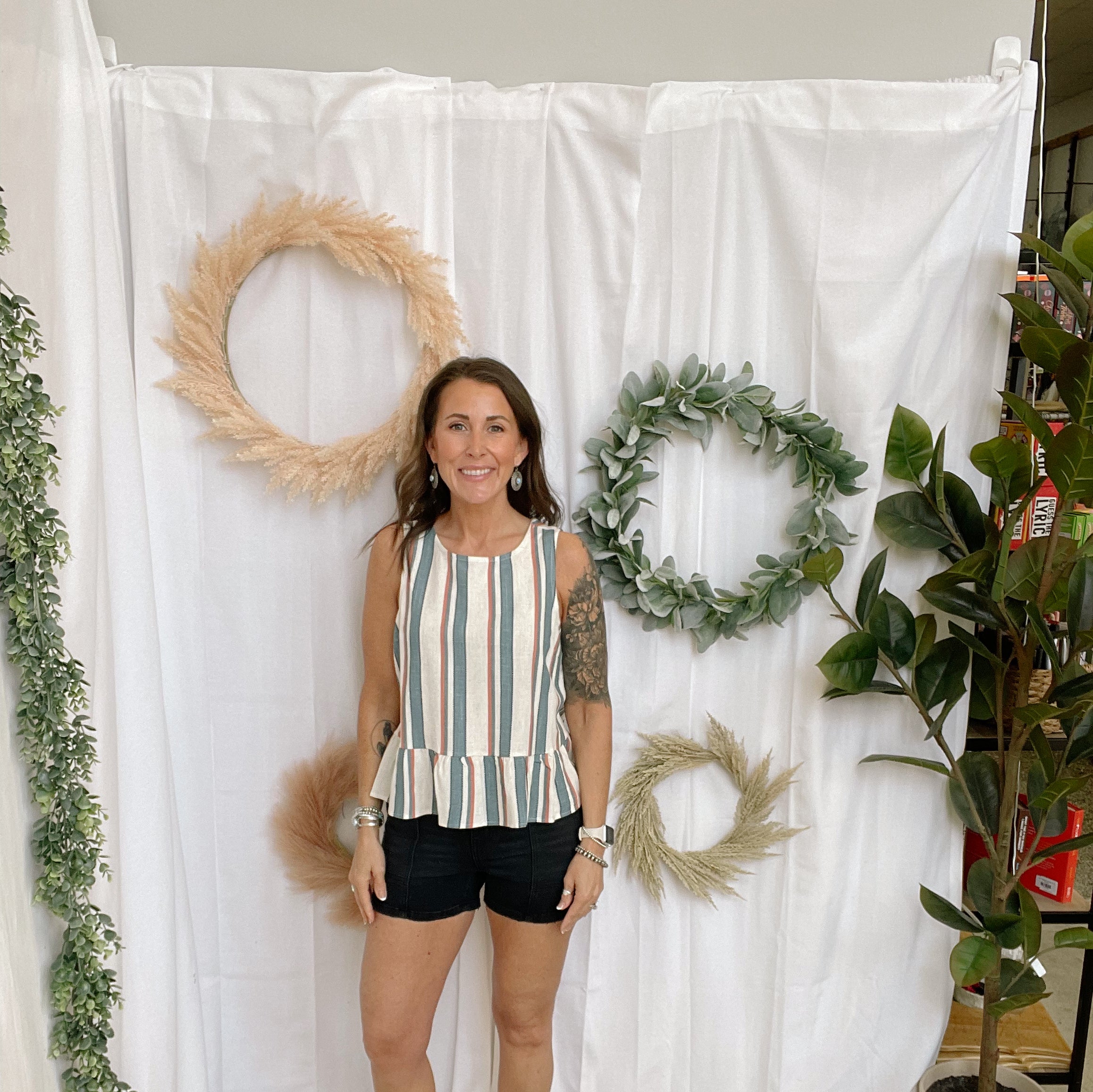 Vintage Stripe Peplum Tank Top-Tank Tops-hem and thread-The Silo Boutique, Women's Fashion Boutique Located in Warren and Grand Forks North Dakota