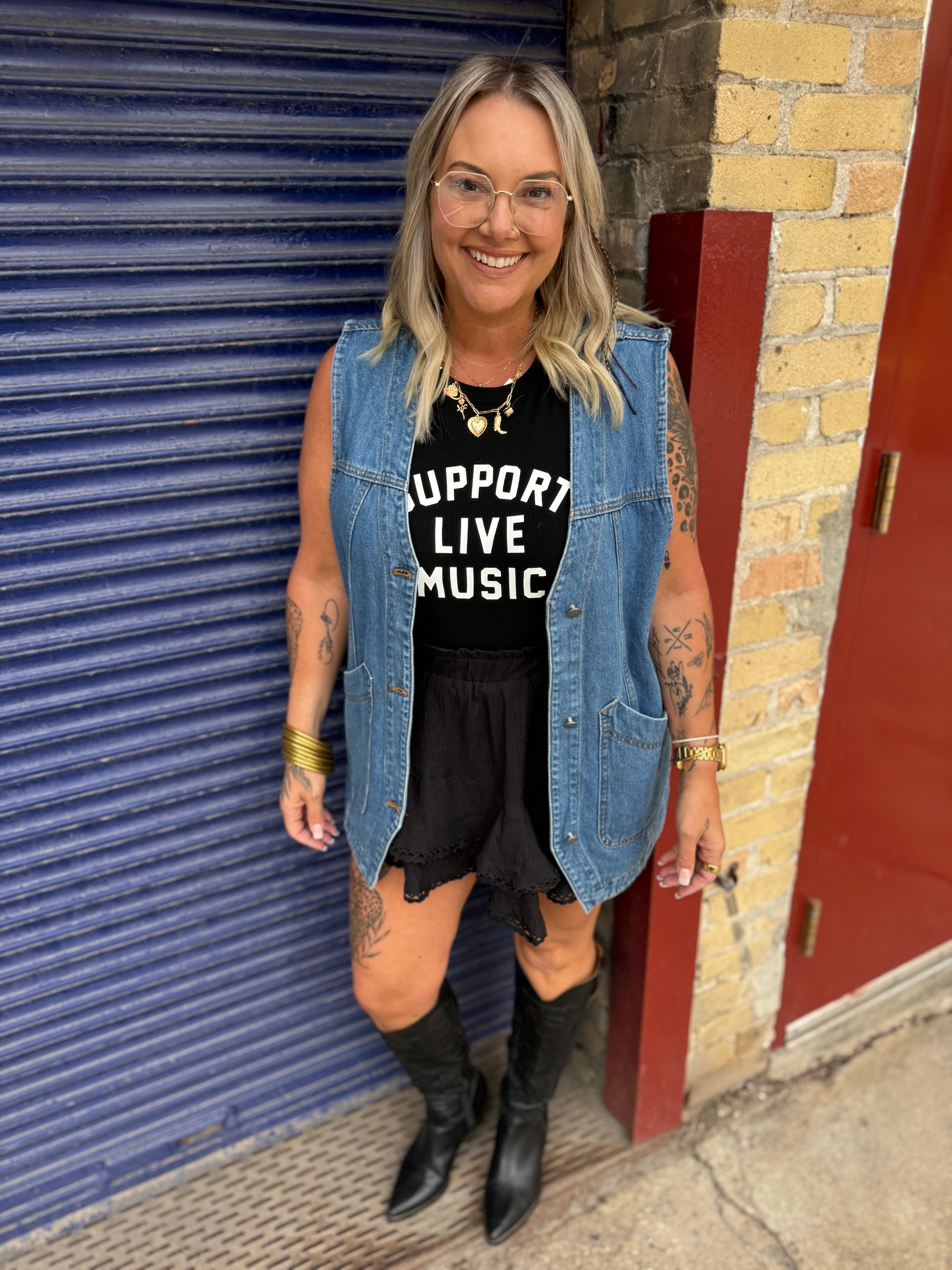 Oversized Long Denim Vest-Final Sale-Vests-veveret-The Silo Boutique, Women's Fashion Boutique Located in Warren and Grand Forks North Dakota