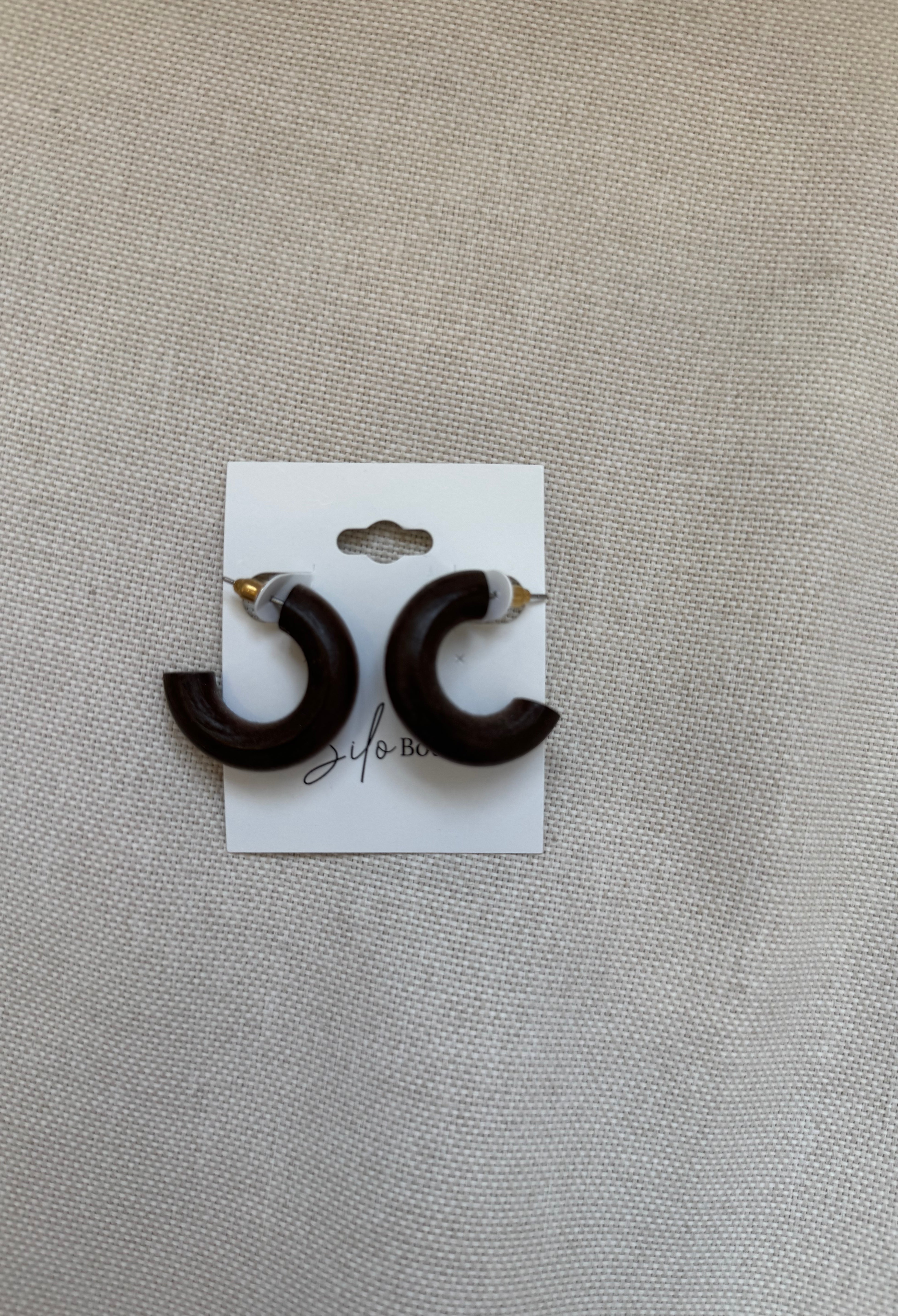Dark Brown Chub Hoop Earrings-earrings-Dallas Market-The Silo Boutique, Women's Fashion Boutique Located in Warren and Grand Forks North Dakota