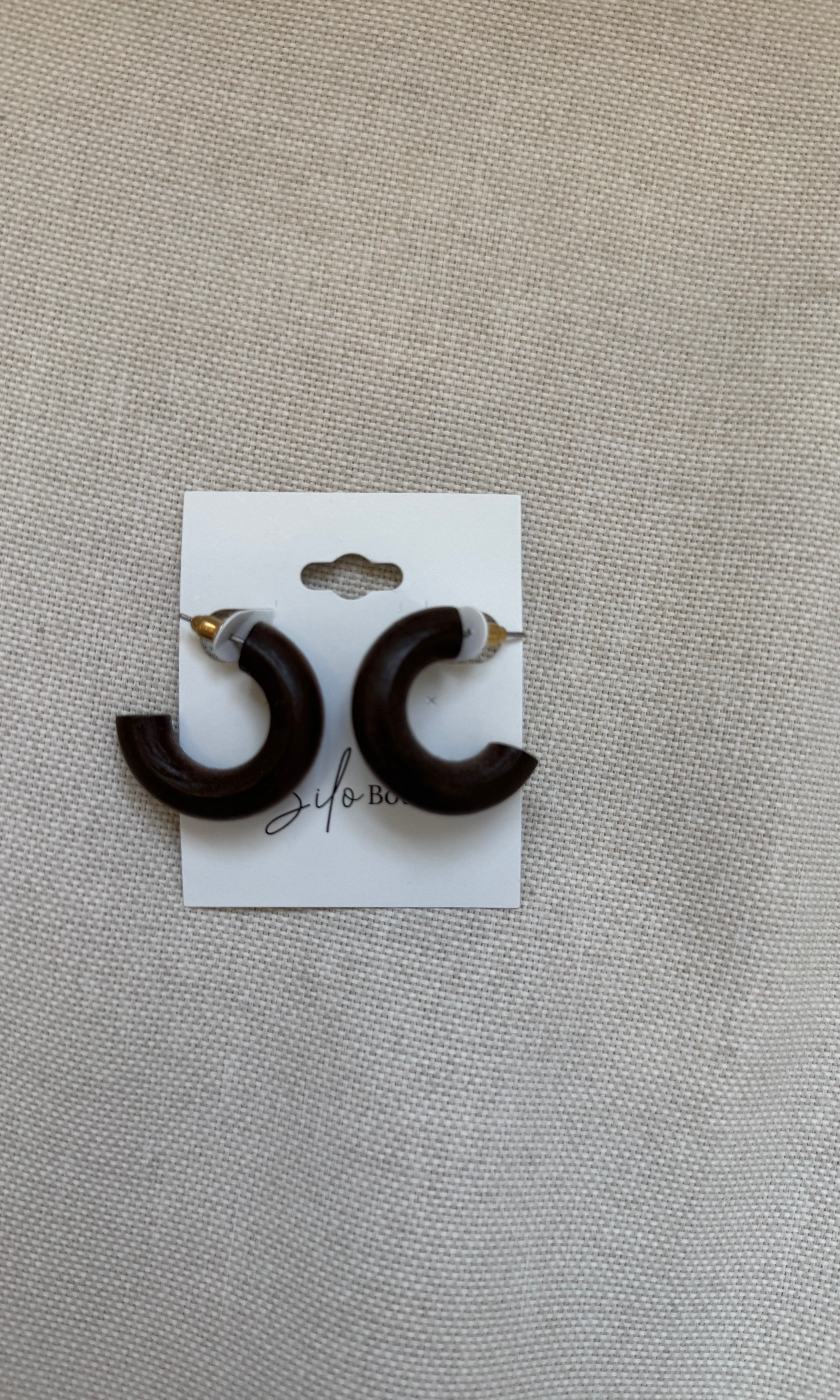 Dark Brown Chub Hoop Earrings-earrings-Dallas Market-The Silo Boutique, Women's Fashion Boutique Located in Warren and Grand Forks North Dakota