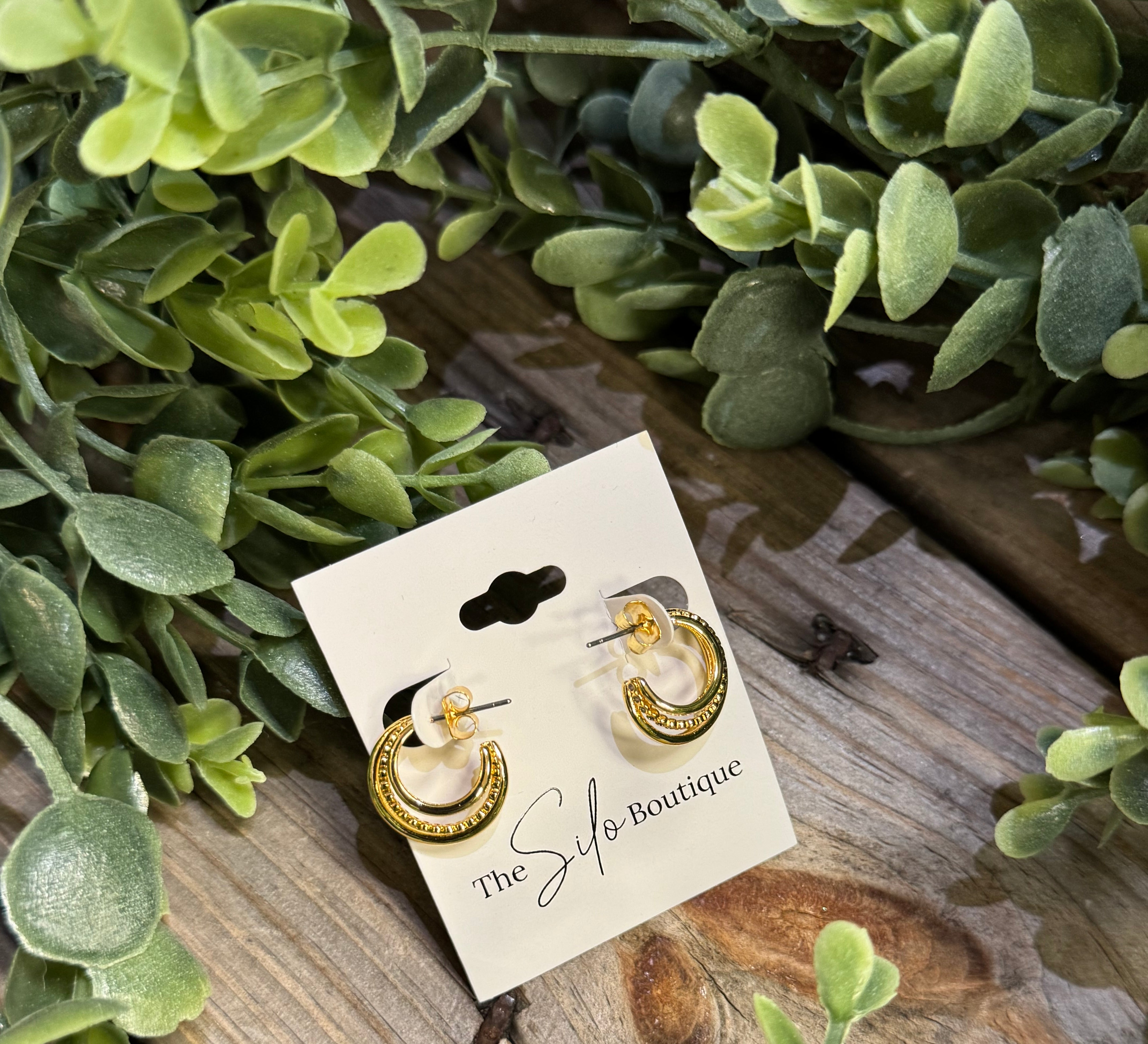 Fame Triple Mini Hoop Earrings-Earrings-Fame-The Silo Boutique, Women's Fashion Boutique Located in Warren and Grand Forks North Dakota