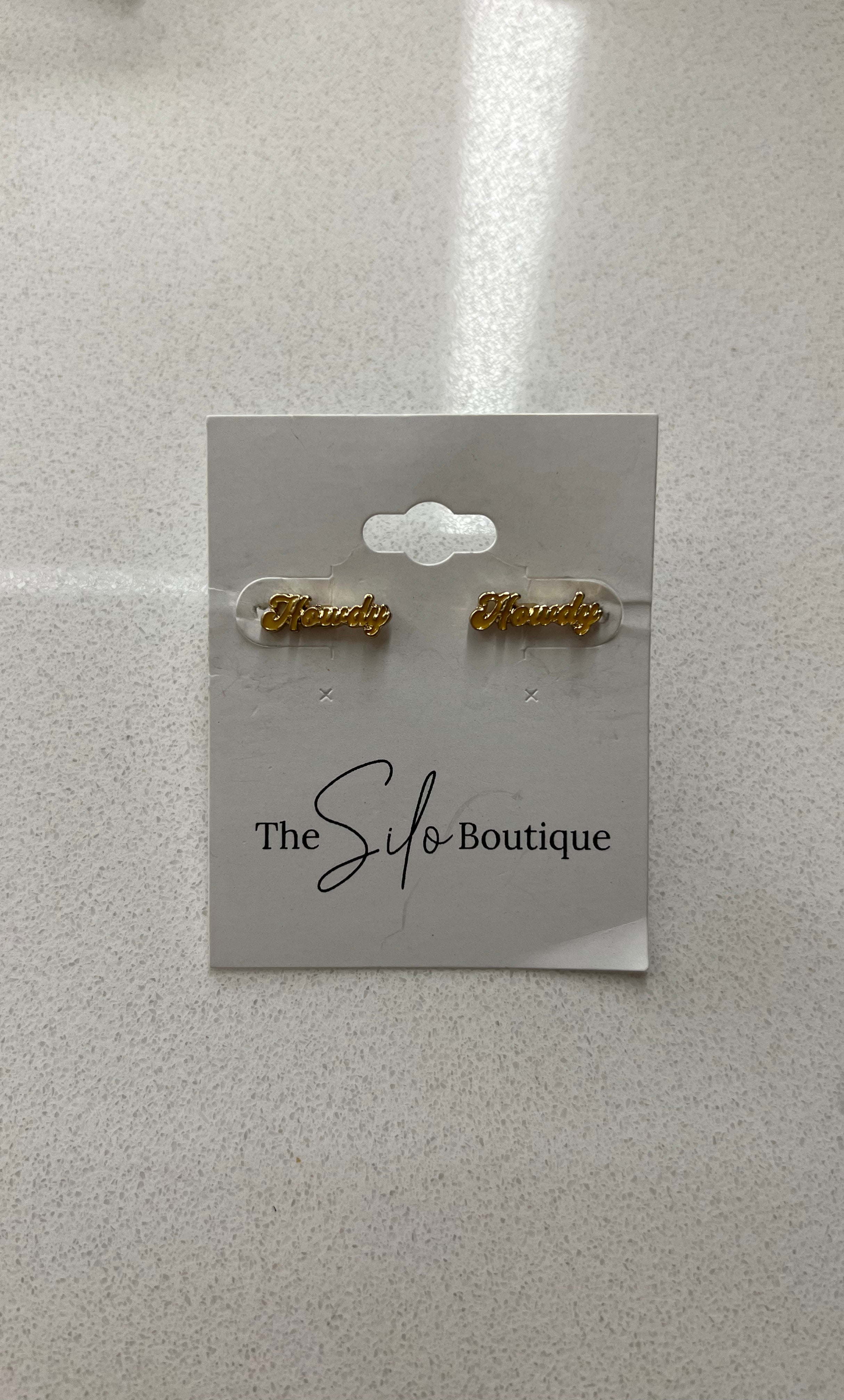 Mini Howdy Earrings-earrings-Dallas Market-The Silo Boutique, Women's Fashion Boutique Located in Warren and Grand Forks North Dakota