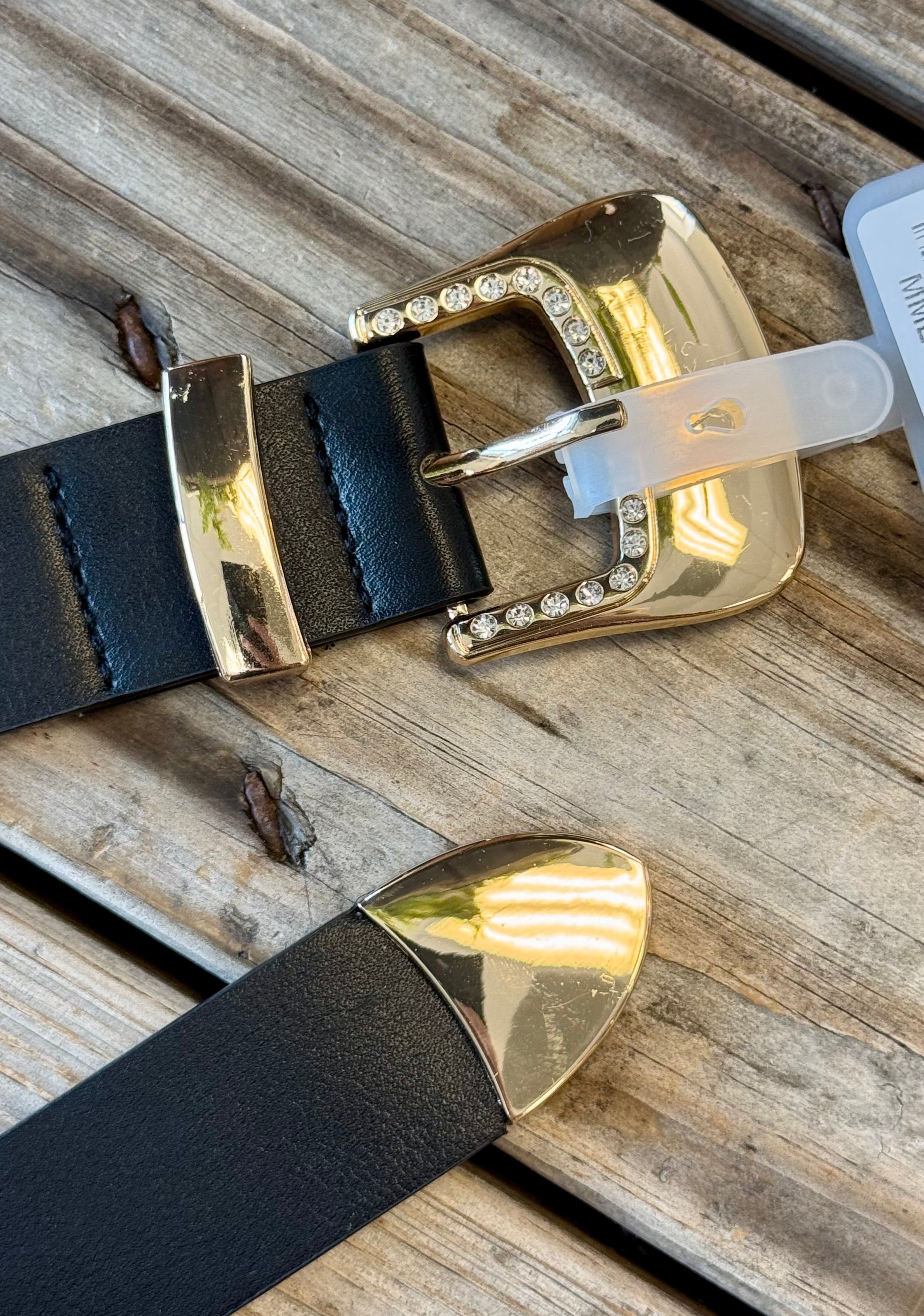 Rhinestone Buckle Belt-Belts-Fame-The Silo Boutique, Women's Fashion Boutique Located in Warren and Grand Forks North Dakota