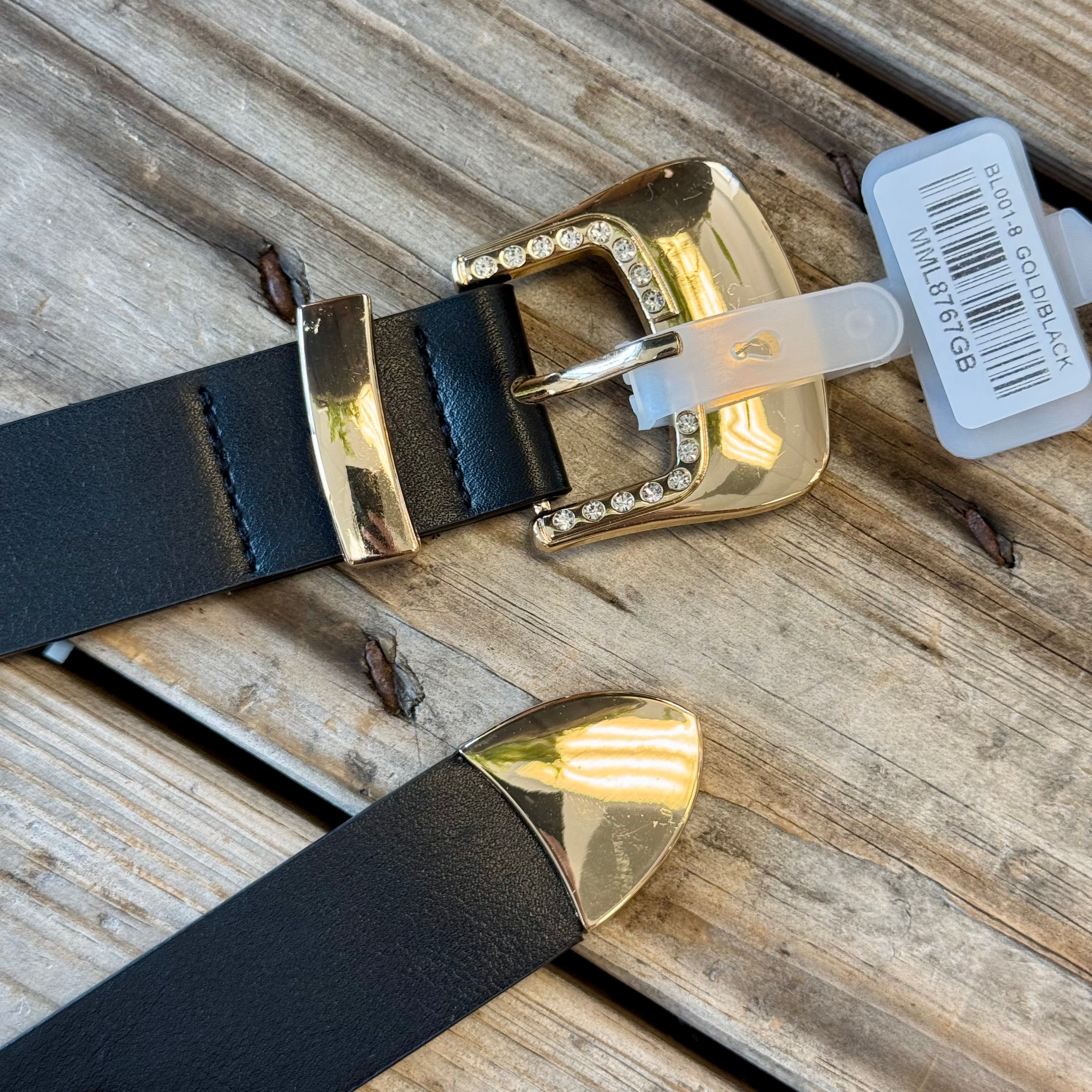 Rhinestone Buckle Belt-Belts-Fame-The Silo Boutique, Women's Fashion Boutique Located in Warren and Grand Forks North Dakota