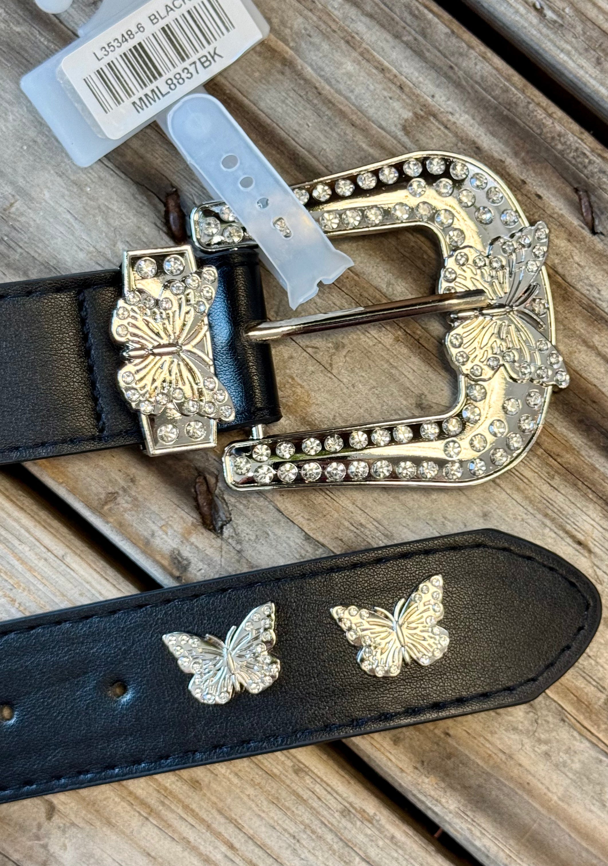Rhinestone Butterfly Belt-Belts-Fame-The Silo Boutique, Women's Fashion Boutique Located in Warren and Grand Forks North Dakota