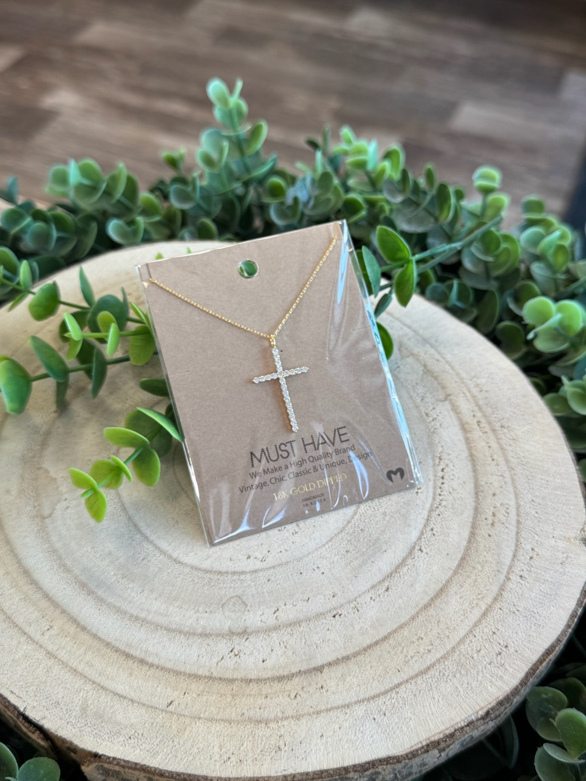Must Have Pave Cross Pendant Necklace-Necklaces-Fame-The Silo Boutique, Women's Fashion Boutique Located in Warren and Grand Forks North Dakota
