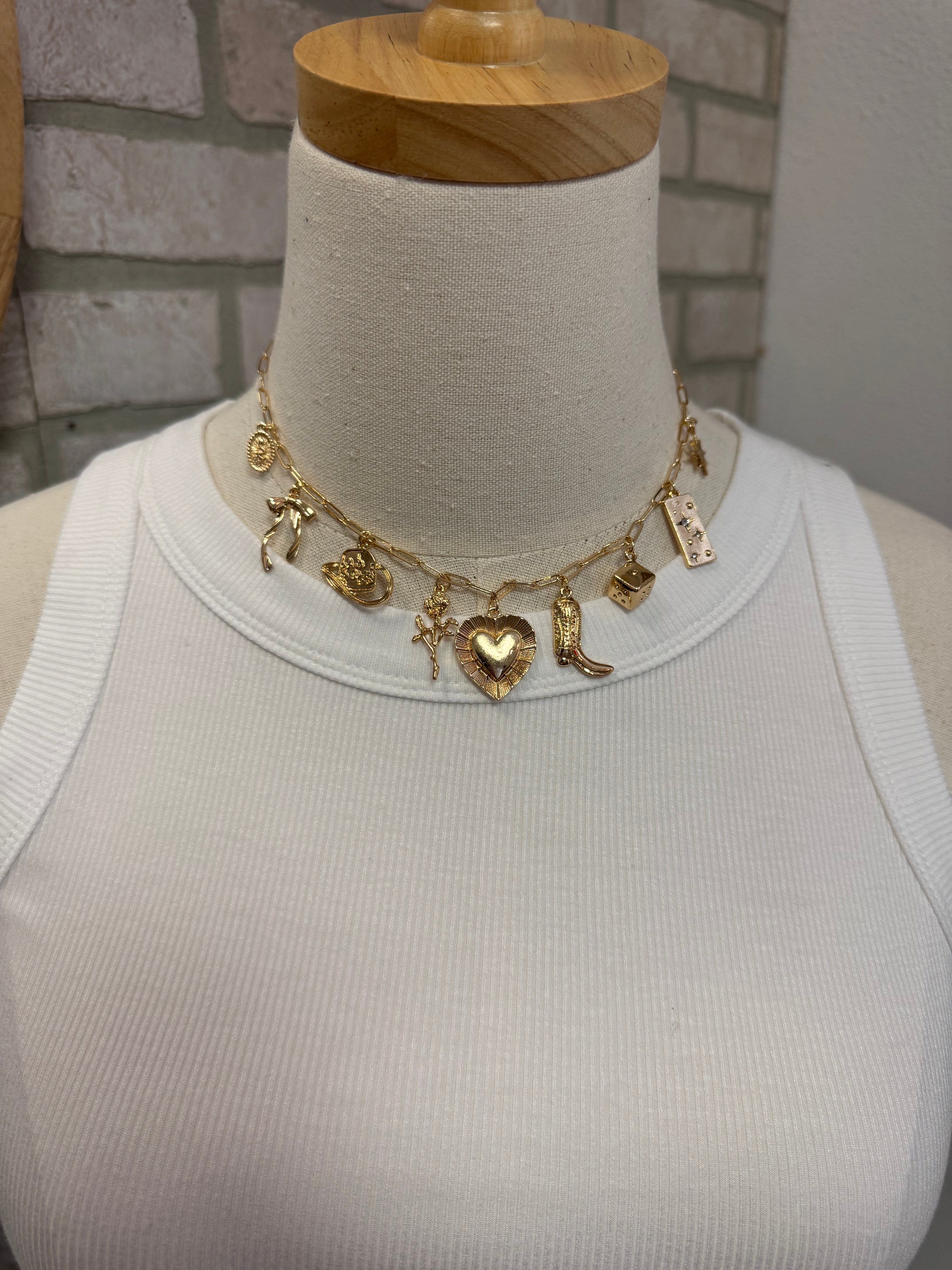 Yeehaw Charm Necklace-Necklaces-Fame-The Silo Boutique, Women's Fashion Boutique Located in Warren and Grand Forks North Dakota