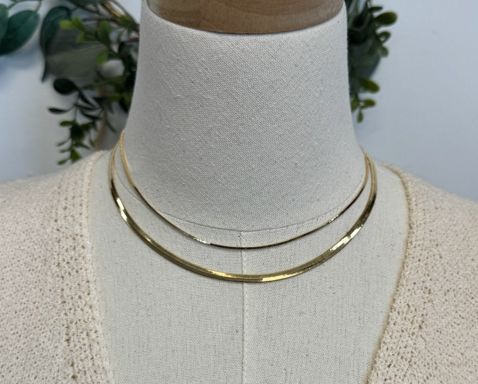 Layered Flat Snake Chain Necklace-Necklaces-Fame-The Silo Boutique, Women's Fashion Boutique Located in Warren and Grand Forks North Dakota