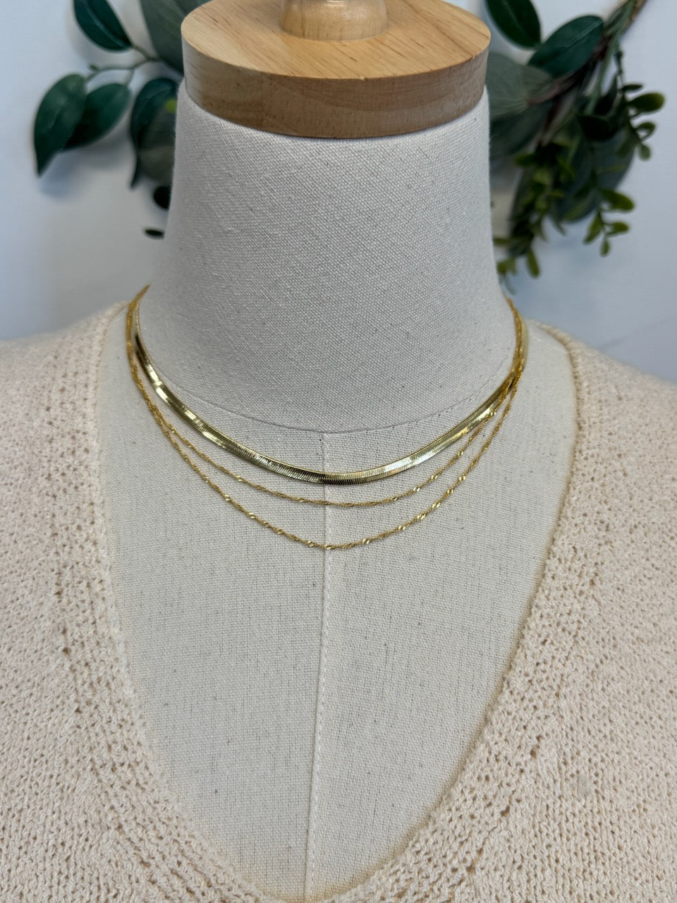 Layered Herringbone Choker Necklace-Necklaces-Fame-The Silo Boutique, Women's Fashion Boutique Located in Warren and Grand Forks North Dakota