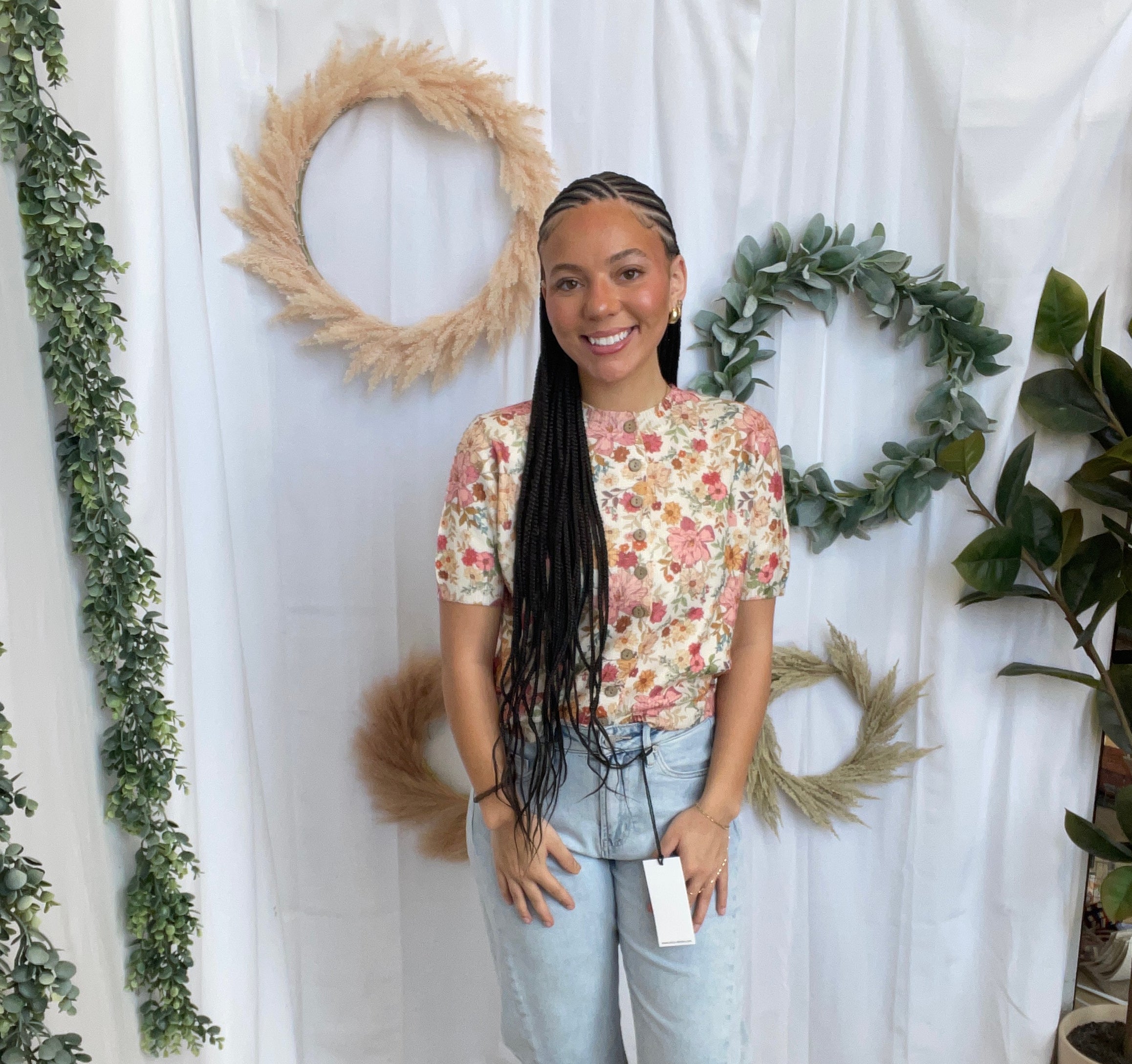 Jade Floral Button Down Sweater Top-Short Sleeve Tops-jade by jane-The Silo Boutique, Women's Fashion Boutique Located in Warren and Grand Forks North Dakota