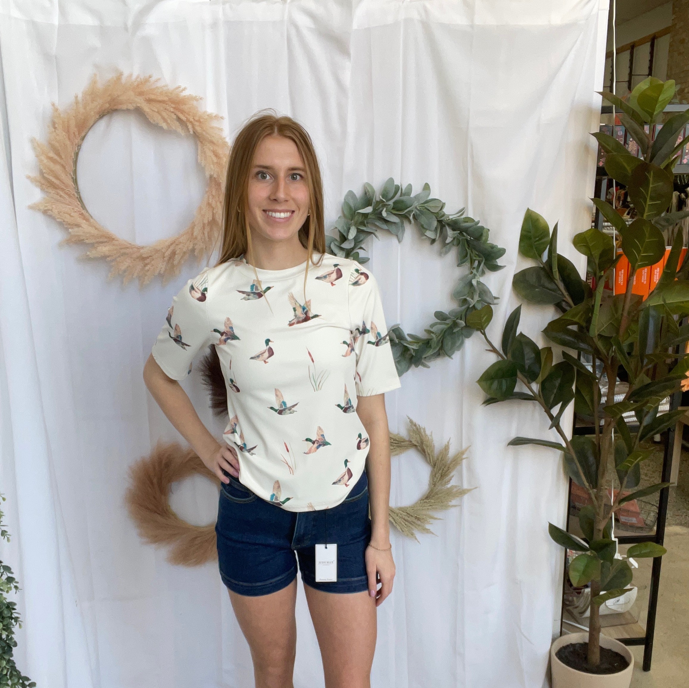 Mallard Duck Fitted Tee-Short Sleeve Tops-anniewear-The Silo Boutique, Women's Fashion Boutique Located in Warren and Grand Forks North Dakota