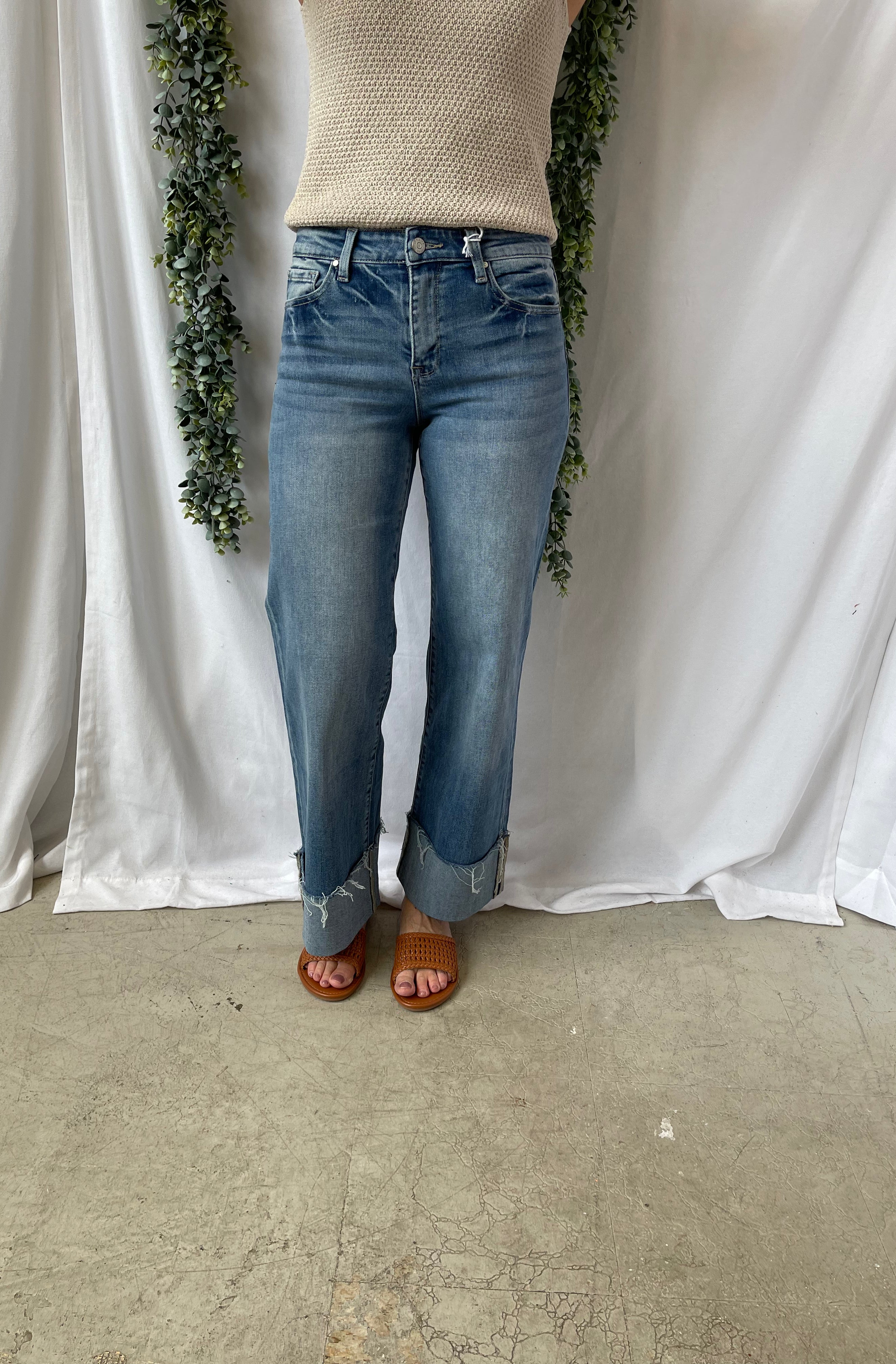 Petra Cuffed Hem Wide Leg Jeans-Final Sale-Jeans-petra-The Silo Boutique, Women's Fashion Boutique Located in Warren and Grand Forks North Dakota