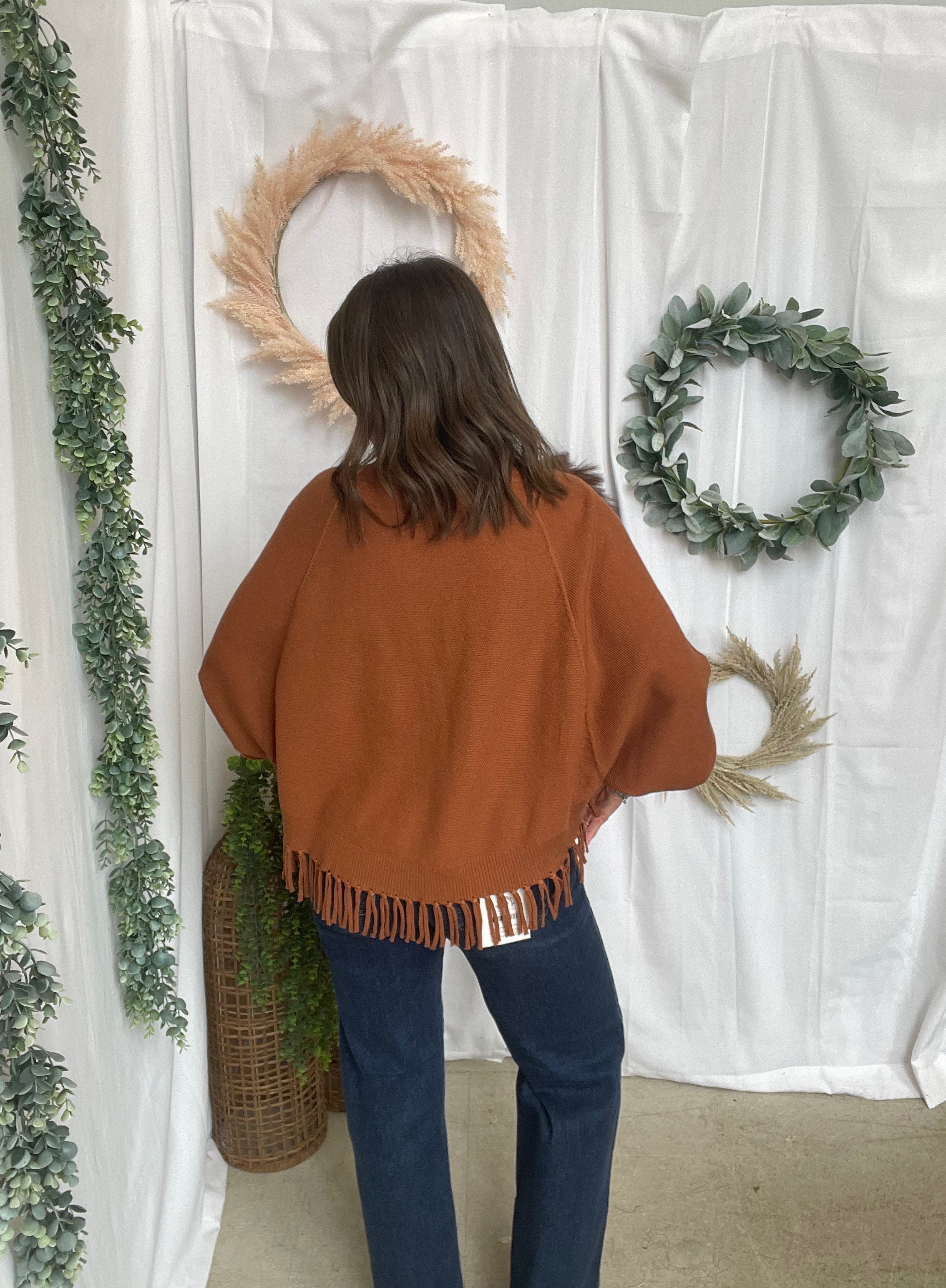 Farah Fringe Cardigan-Camel-Cardigans-staccato-The Silo Boutique, Women's Fashion Boutique Located in Warren and Grand Forks North Dakota