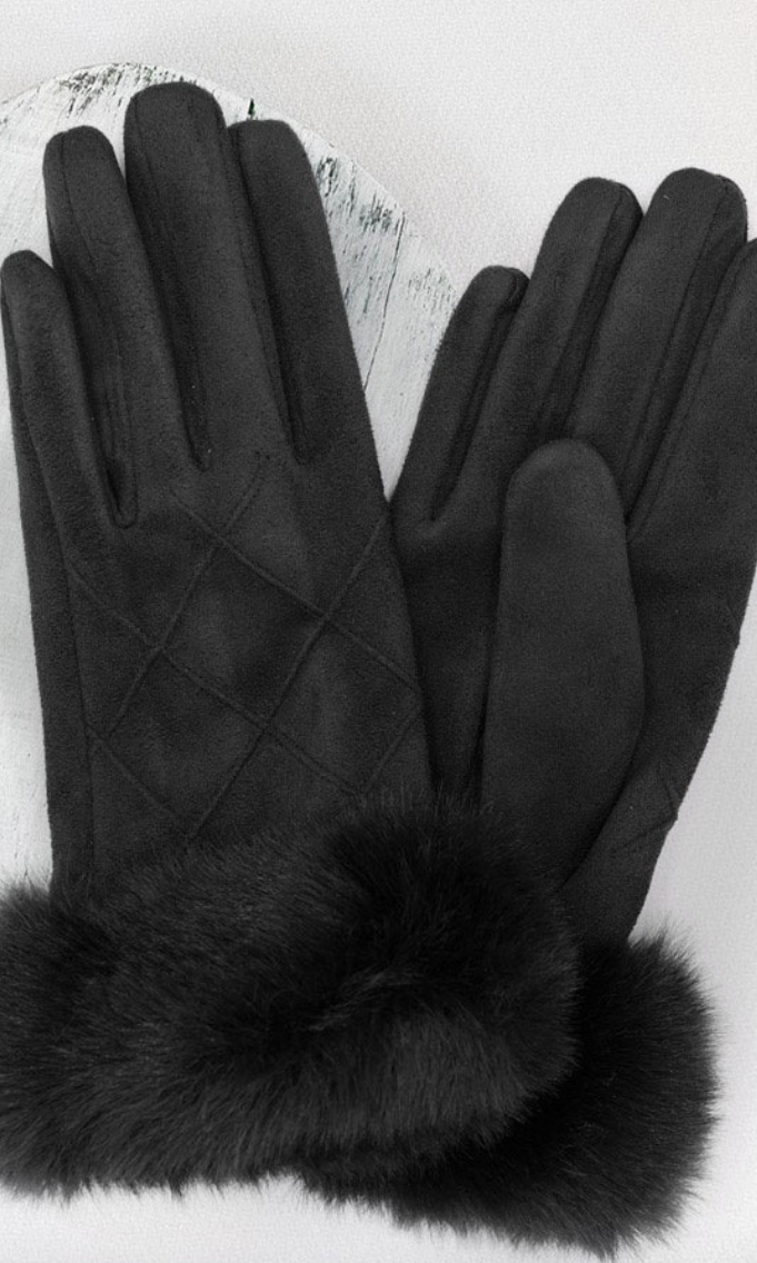 Sophie Fluffy Faux Fur Suede Gloves-Gloves & Mittens-urbanista-The Silo Boutique, Women's Fashion Boutique Located in Warren and Grand Forks North Dakota