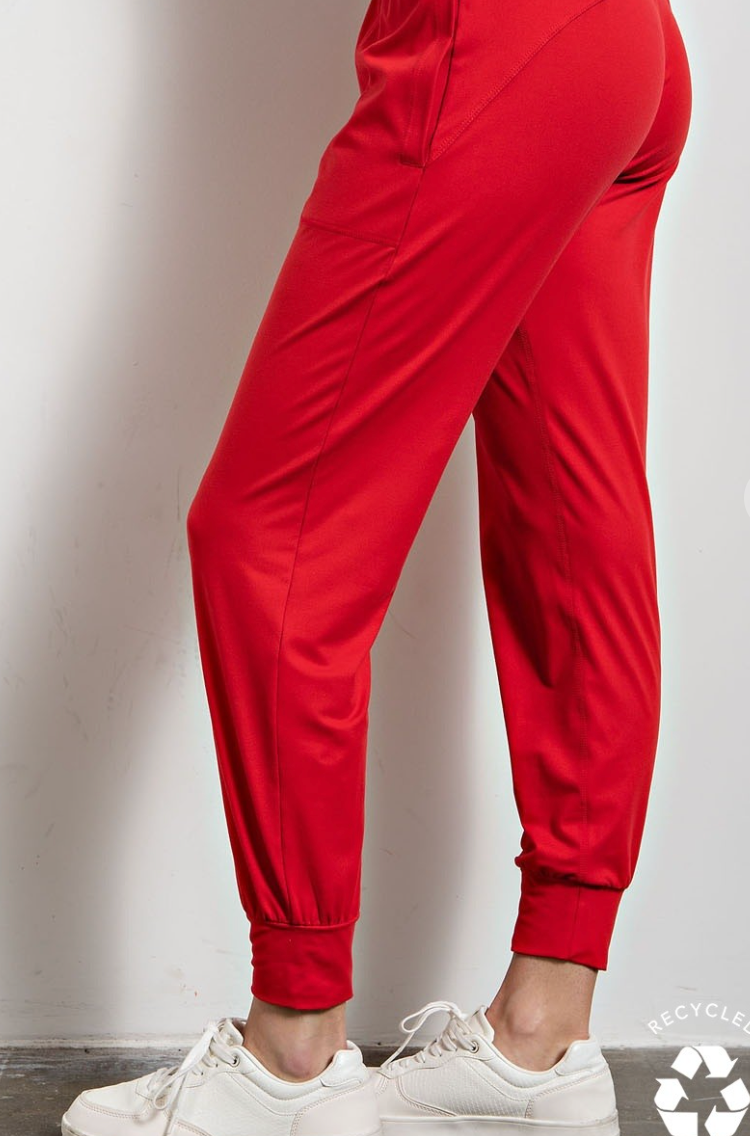 True Red Soft Jogger Pants-Final Sale-joggers-rae mode-The Silo Boutique, Women's Fashion Boutique Located in Warren and Grand Forks North Dakota