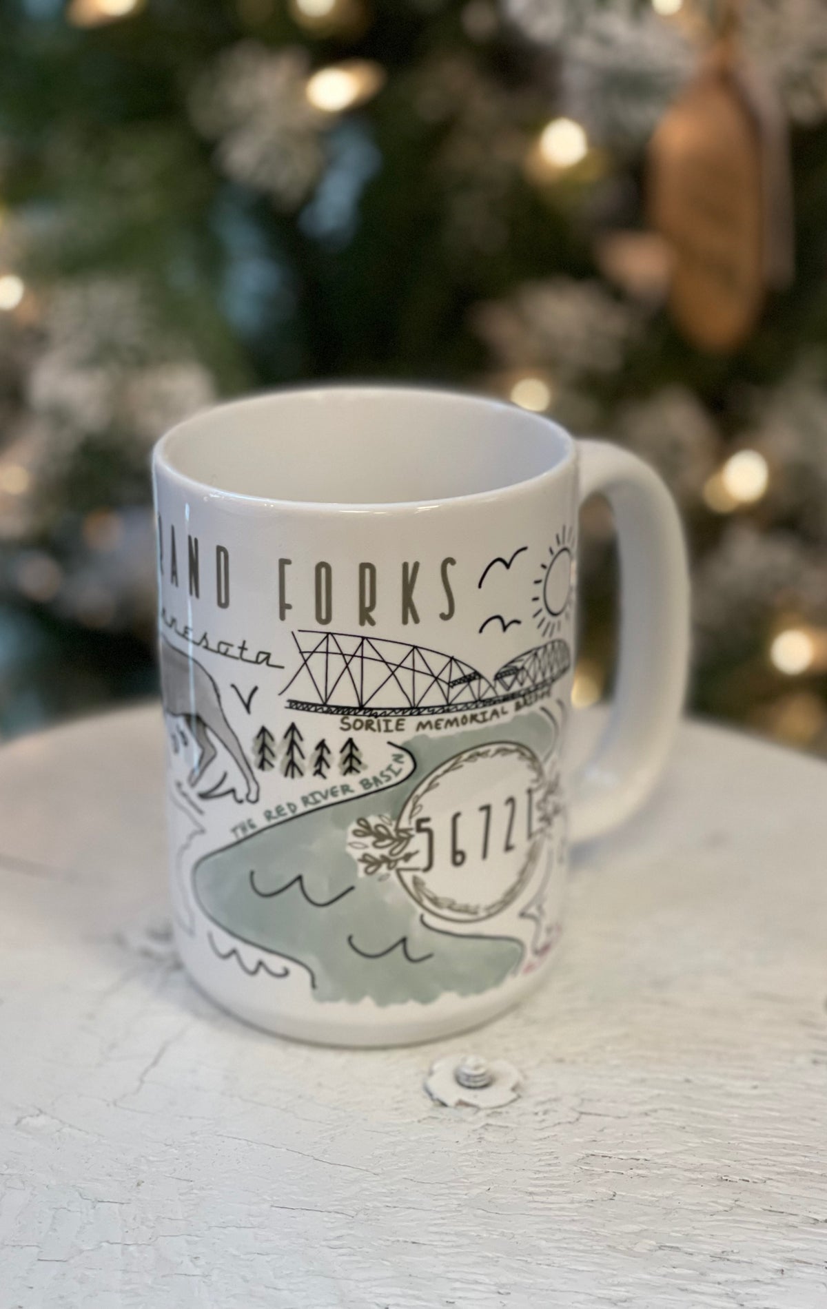 East Grand Forks Coffee Mug-Coffee Mugs-ivory and sage-The Silo Boutique, Women's Fashion Boutique Located in Warren and Grand Forks North Dakota