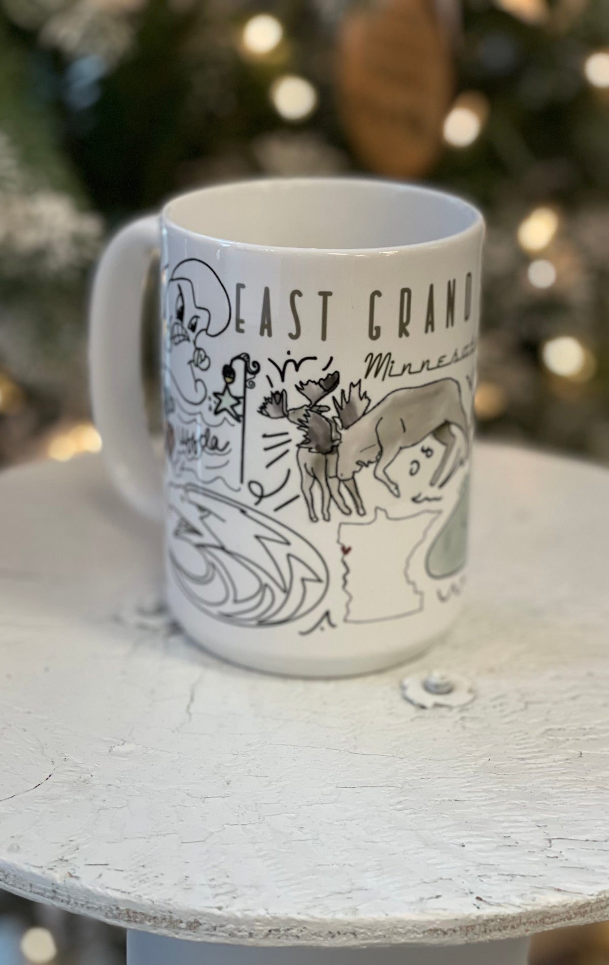 East Grand Forks Coffee Mug-Coffee Mugs-ivory and sage-The Silo Boutique, Women's Fashion Boutique Located in Warren and Grand Forks North Dakota