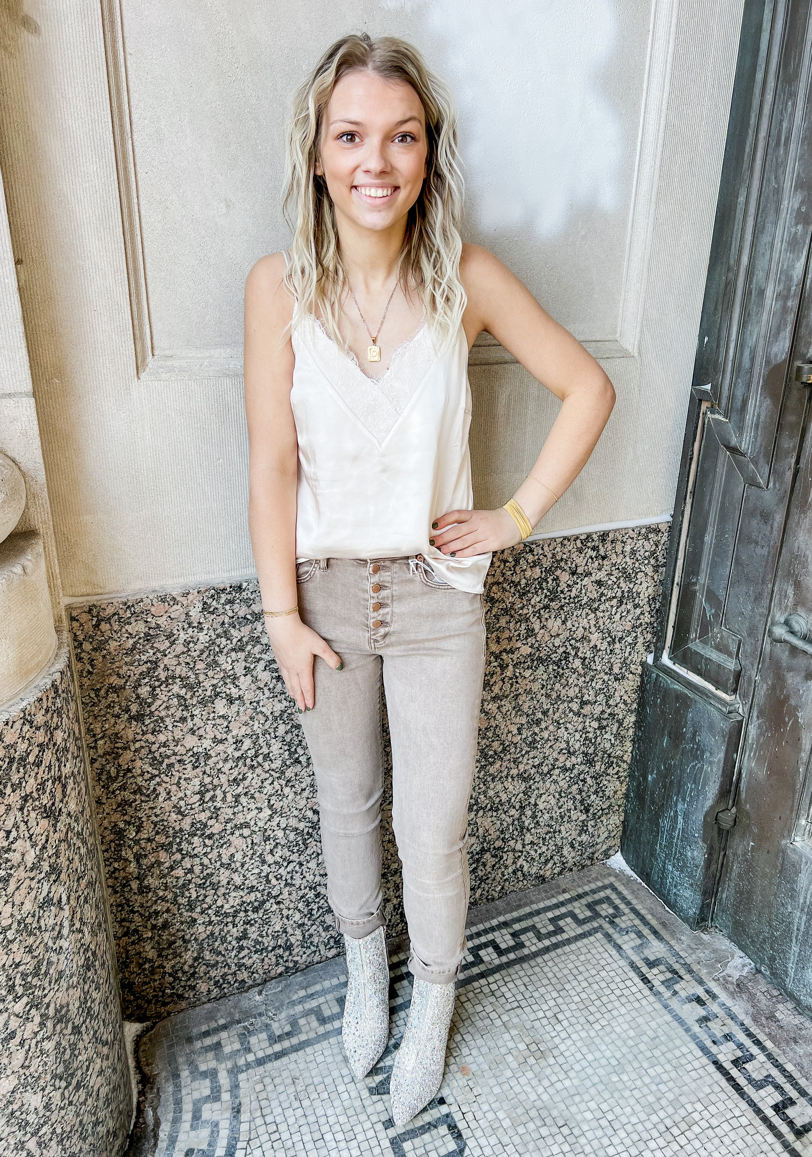 Cream Stella Cami-Final Sale-Cami-skies are blue-The Silo Boutique, Women's Fashion Boutique Located in Warren and Grand Forks North Dakota