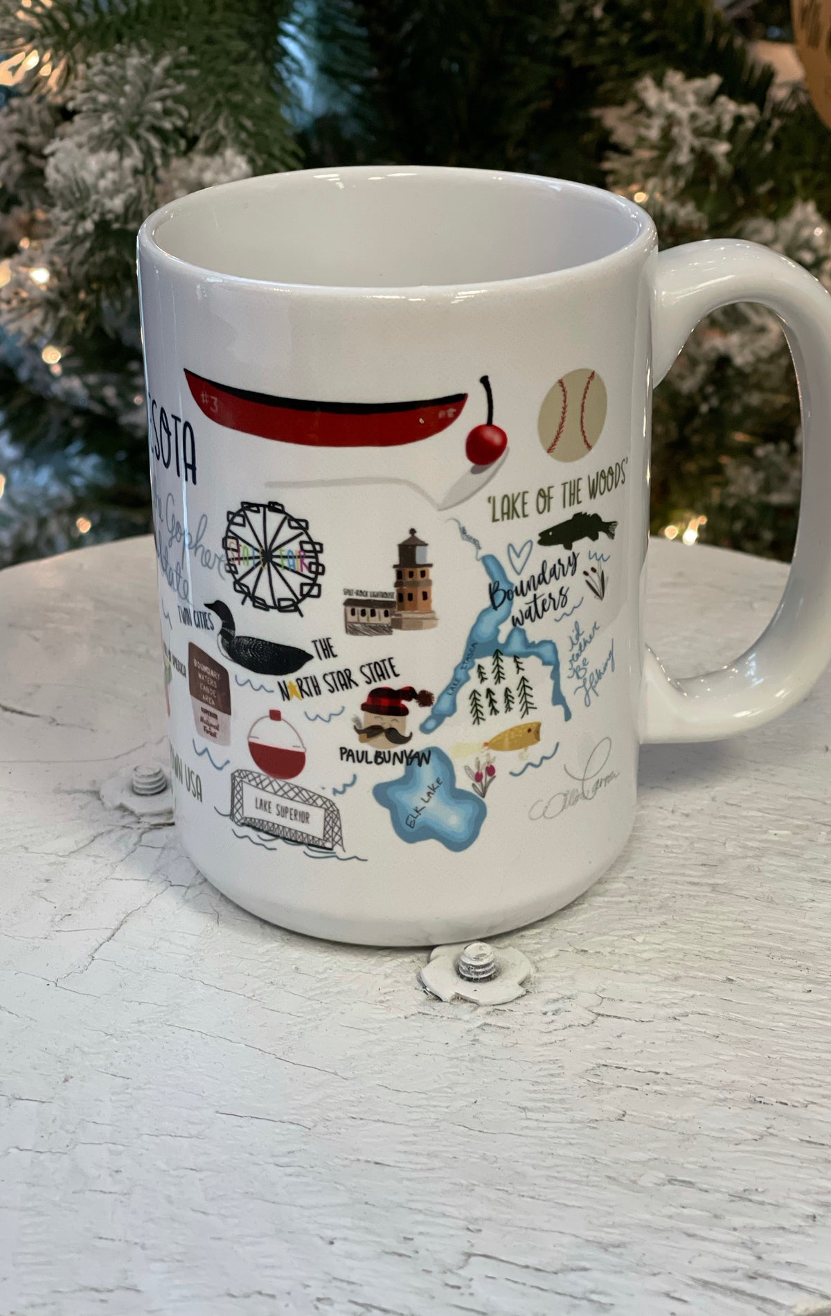 Minnesota Coffee Mug-Coffee Mugs-ivory and sage-The Silo Boutique, Women's Fashion Boutique Located in Warren and Grand Forks North Dakota