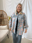 Favorite Floral Denim Shacket-Final Sale-Shackets-bibi-The Silo Boutique, Women's Fashion Boutique Located in Warren and Grand Forks North Dakota