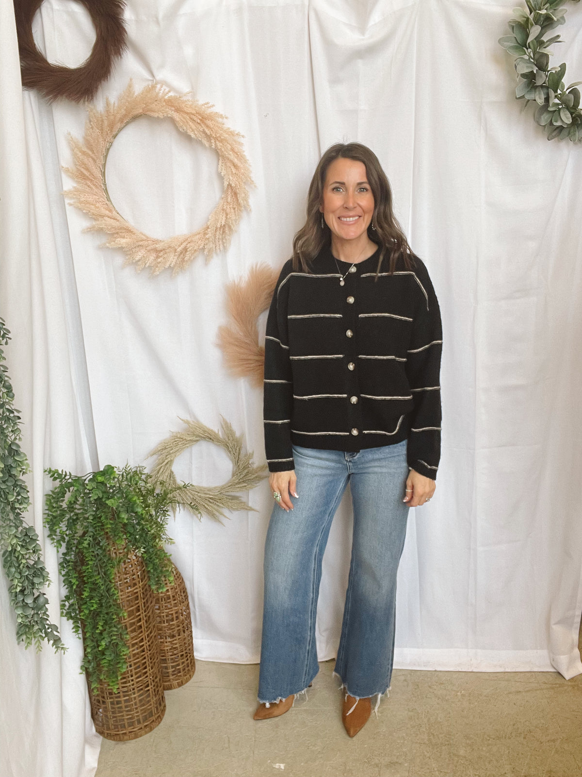 Tilly Black Stripe Cardigan-Cardigans-blu pepper-The Silo Boutique, Women's Fashion Boutique Located in Warren and Grand Forks North Dakota