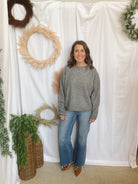 Billie Center Seam Sweater-Gray-Sweaters-blu pepper-The Silo Boutique, Women's Fashion Boutique Located in Warren and Grand Forks North Dakota