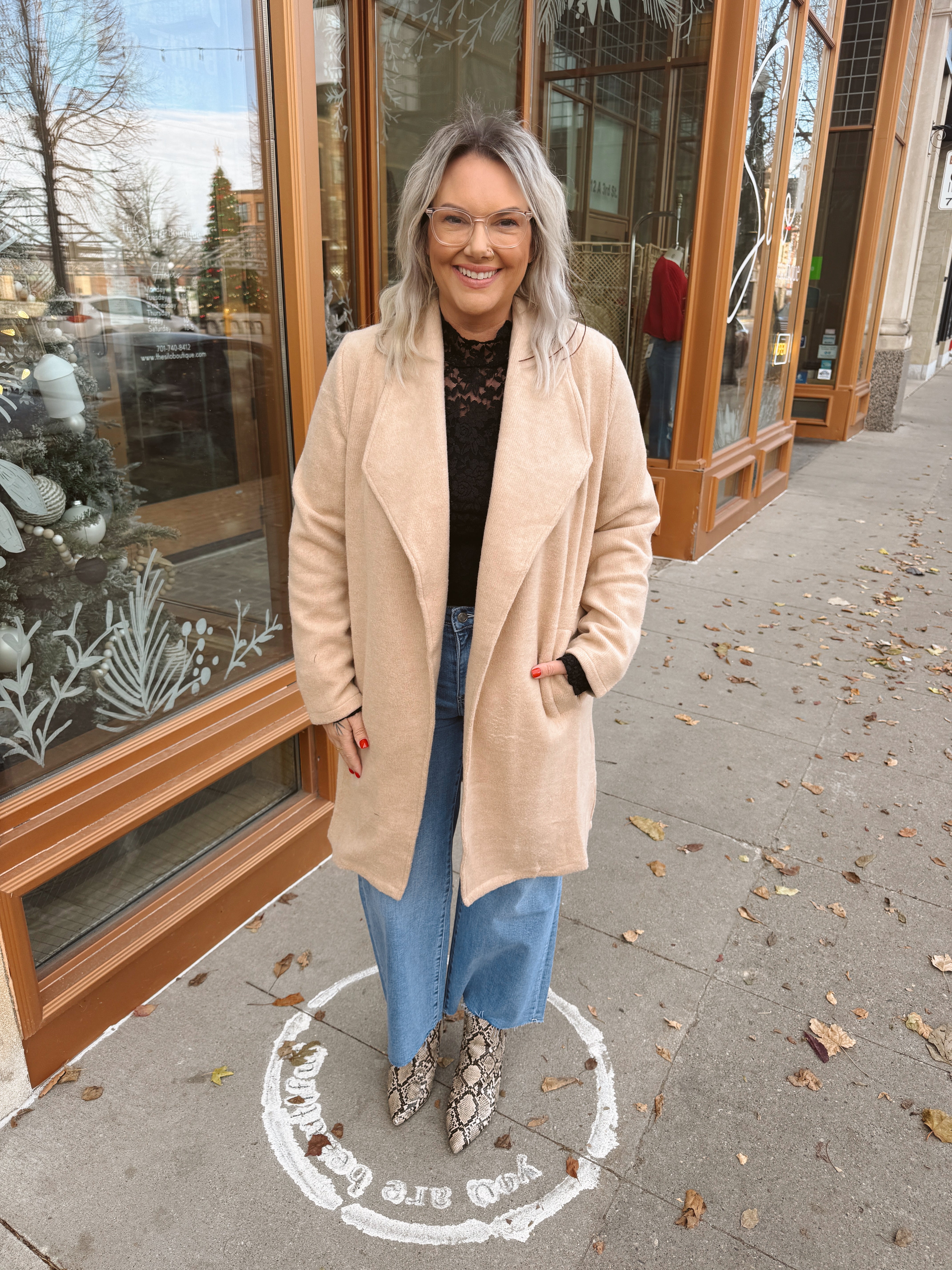 Beige Open Knit Sweater Jacket-Cardigans-bluivy-The Silo Boutique, Women's Fashion Boutique Located in Warren and Grand Forks North Dakota