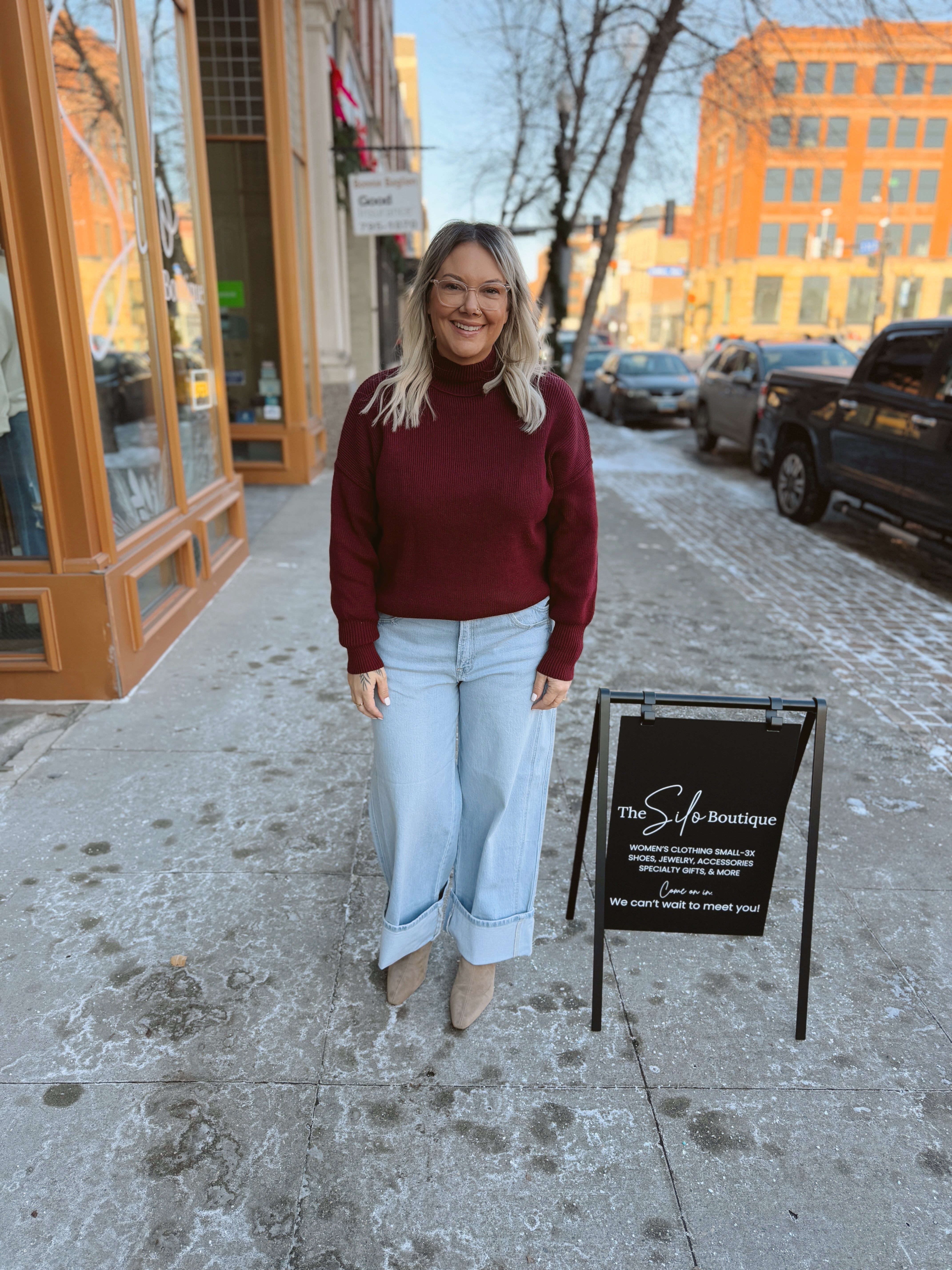 Lisa Exposed Seam Sweater-Hunter Oxblood-Sweaters-blu pepper-The Silo Boutique, Women's Fashion Boutique Located in Warren and Grand Forks North Dakota