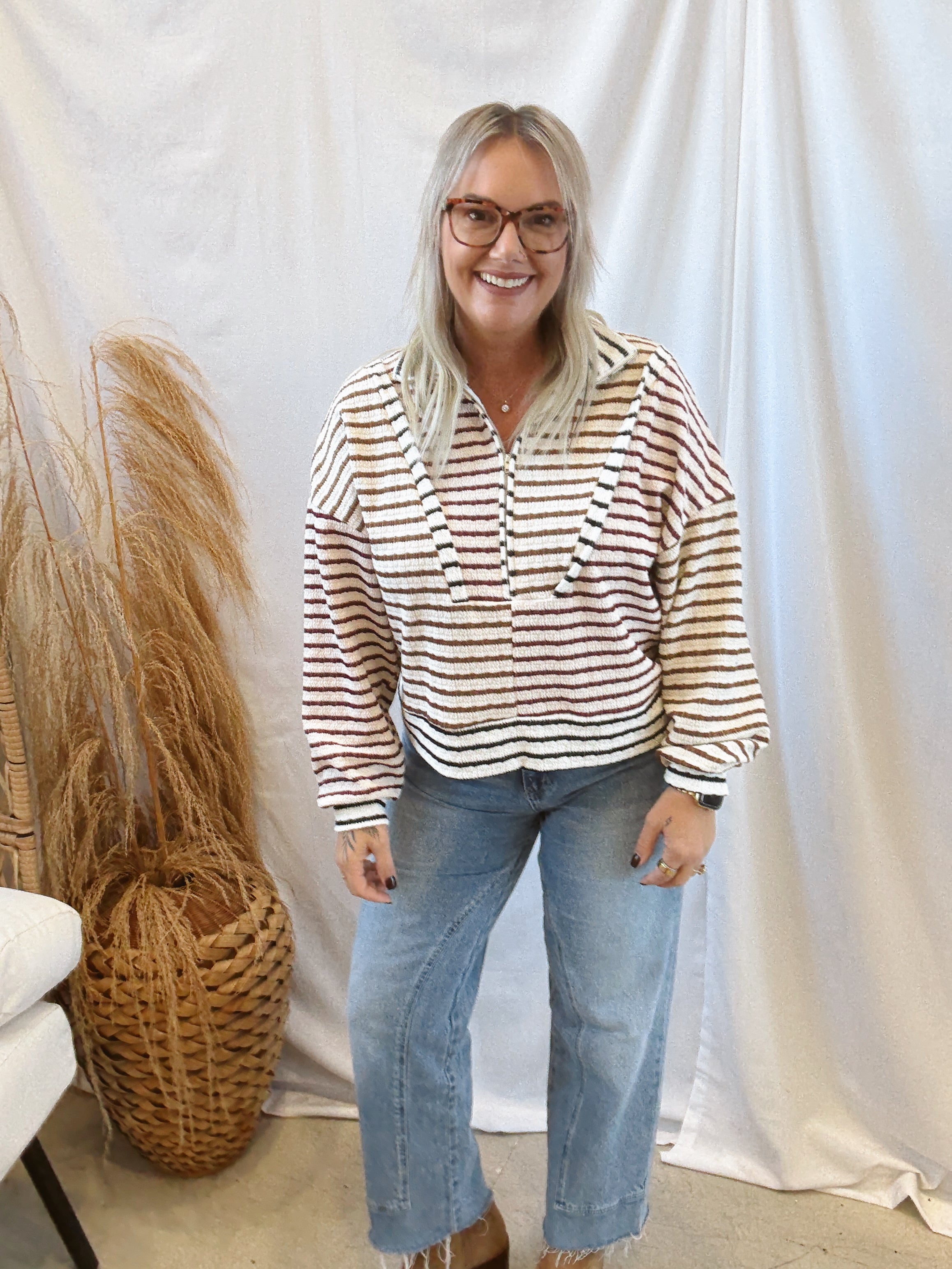 Wine Funnel Neck Quarter Zip-Final Sale-Sweatshirts-bucketlist-The Silo Boutique, Women's Fashion Boutique Located in Warren and Grand Forks North Dakota