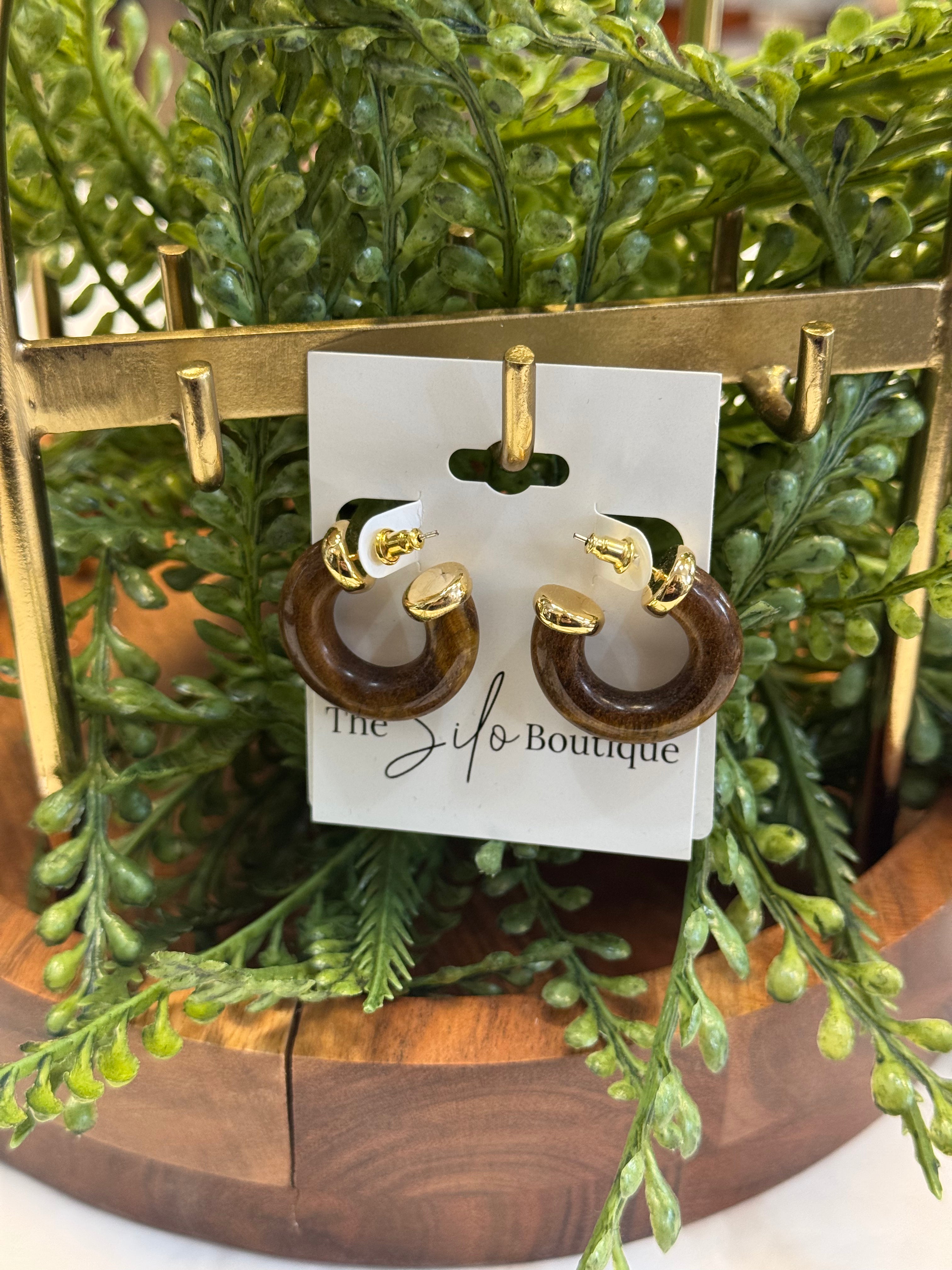 Quinnley Natural Stone Hoop Earrings-Earrings-maiq-The Silo Boutique, Women's Fashion Boutique Located in Warren and Grand Forks North Dakota