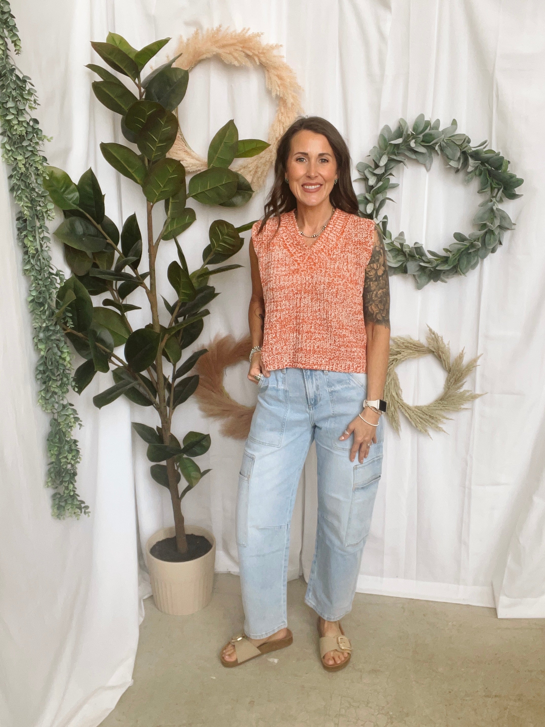 Chenille Sweater Tank Vest-Tomato-Tank Tops-miou muse-The Silo Boutique, Women's Fashion Boutique Located in Warren and Grand Forks North Dakota