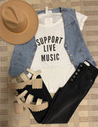 Support Live Music Tee-Final Sale online only-Graphic Tees-black frame-The Silo Boutique, Women's Fashion Boutique Located in Warren and Grand Forks North Dakota