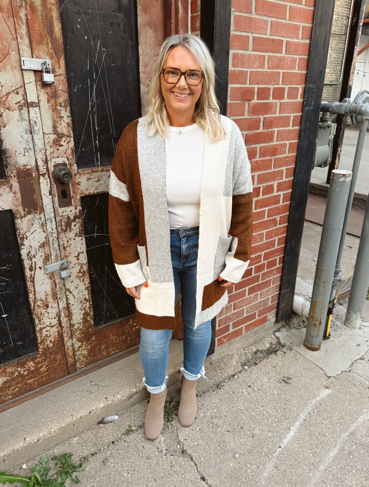 Cozy Chocolate Multi Soft Knit Cardigan-Cardigans-cozy co-The Silo Boutique, Women's Fashion Boutique Located in Warren and Grand Forks North Dakota