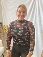 Black Sheer Leopard Football Top-Final Sale-Long Sleeve Tops-genesis-The Silo Boutique, Women's Fashion Boutique Located in Warren and Grand Forks North Dakota