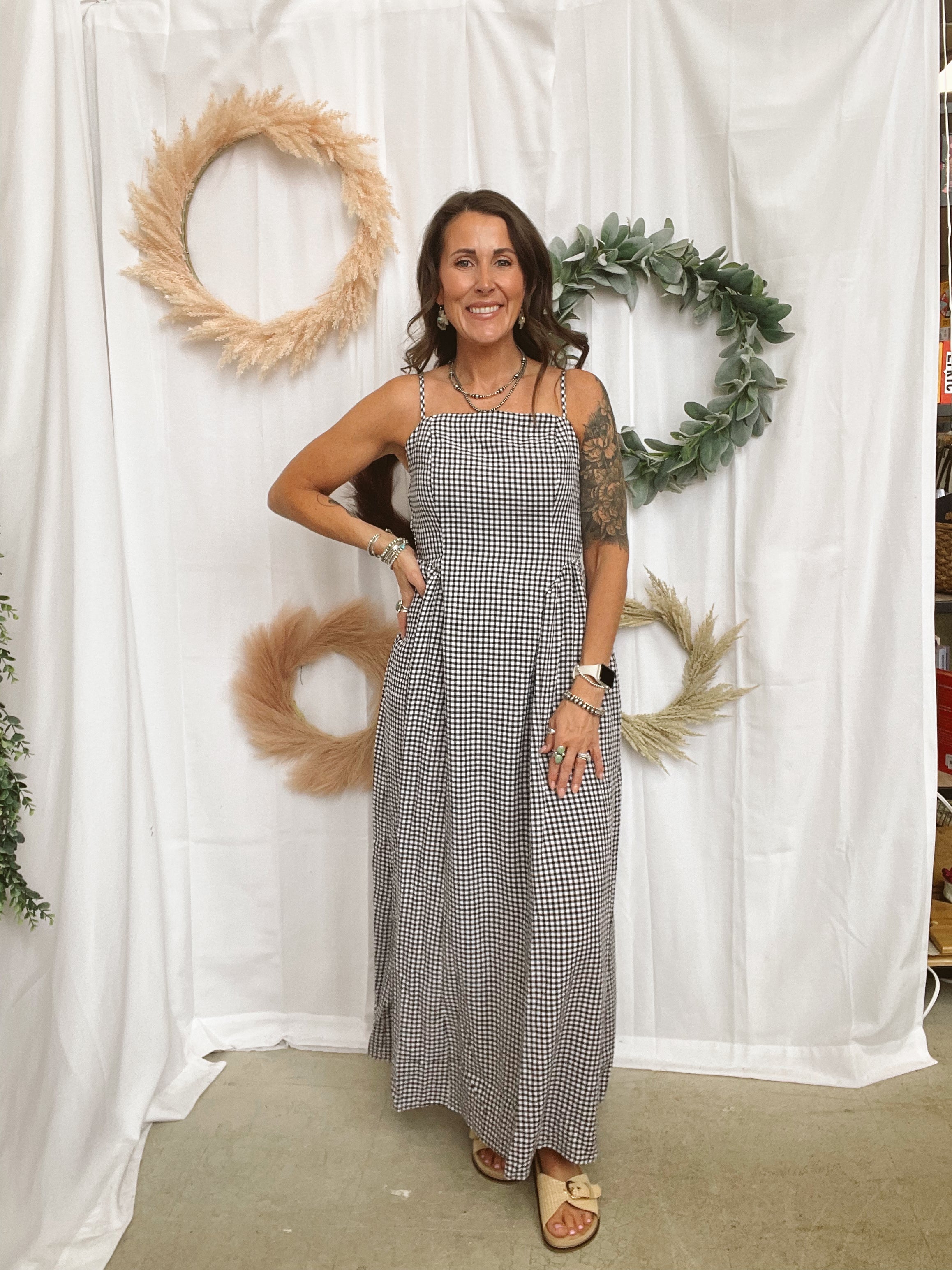 Georgia Black Gingham Dress-Dresses-cozy co-The Silo Boutique, Women's Fashion Boutique Located in Warren and Grand Forks North Dakota