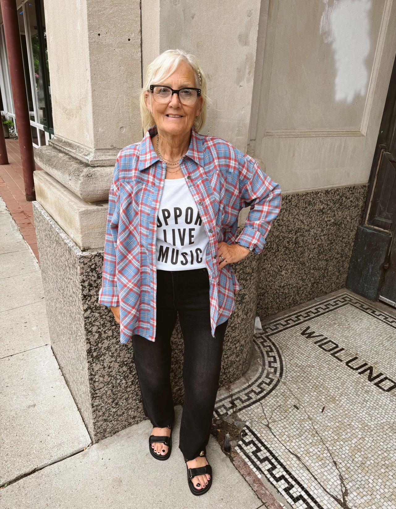 Mineral Washed Blue Plaid Top-Final Sale Online Only-Long Sleeve Tops-easel-The Silo Boutique, Women's Fashion Boutique Located in Warren and Grand Forks North Dakota