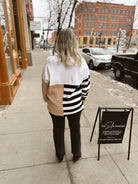 Color Block & Stripe Knit Sweater-Long Sleeve Tops-ENTRO-The Silo Boutique, Women's Fashion Boutique Located in Warren and Grand Forks North Dakota