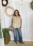 Talia Taupe Sherpa Vest-Vests-dottie-The Silo Boutique, Women's Fashion Boutique Located in Warren and Grand Forks North Dakota